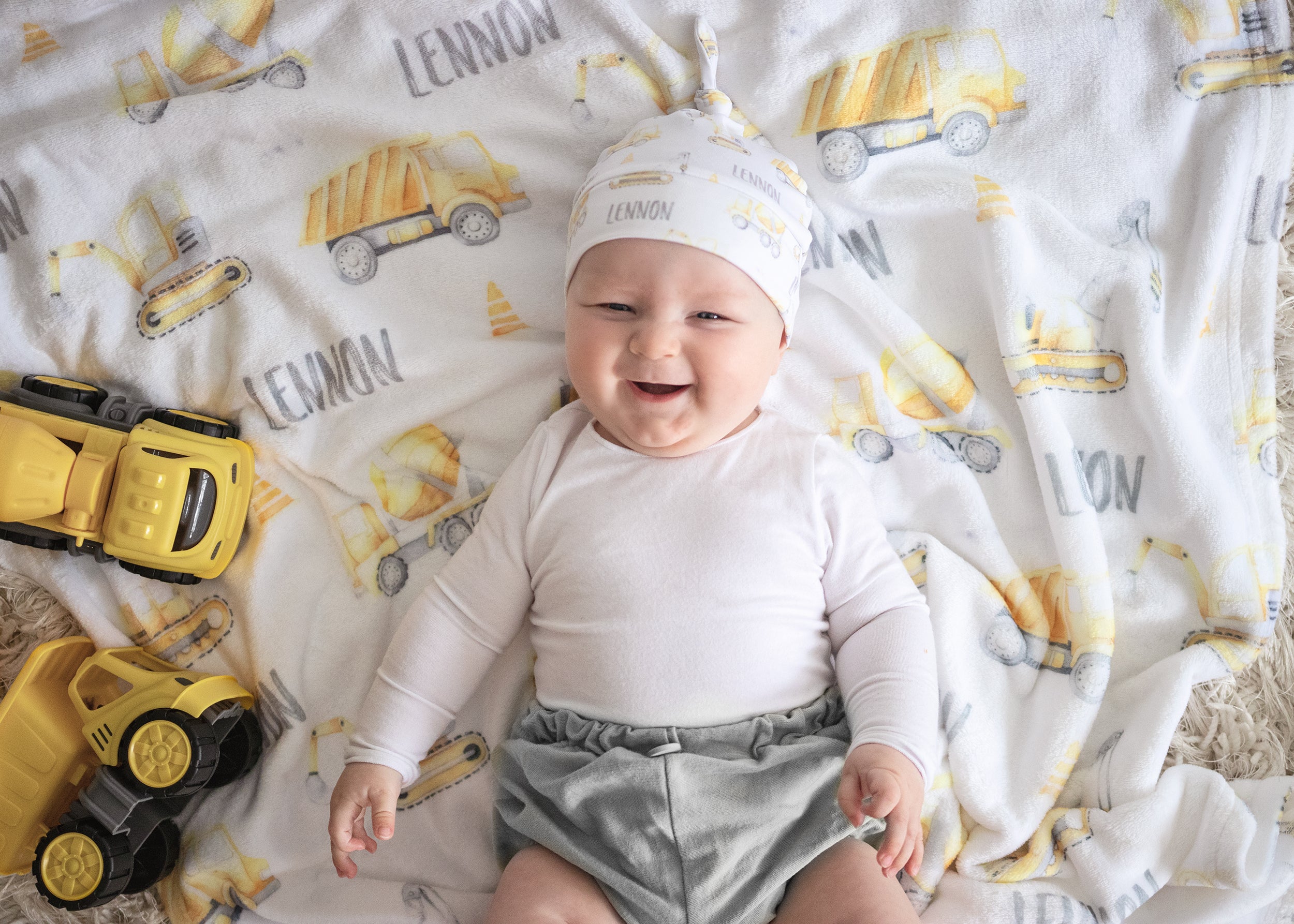 Construction (Grey) - Personalised Keepsake Blanket