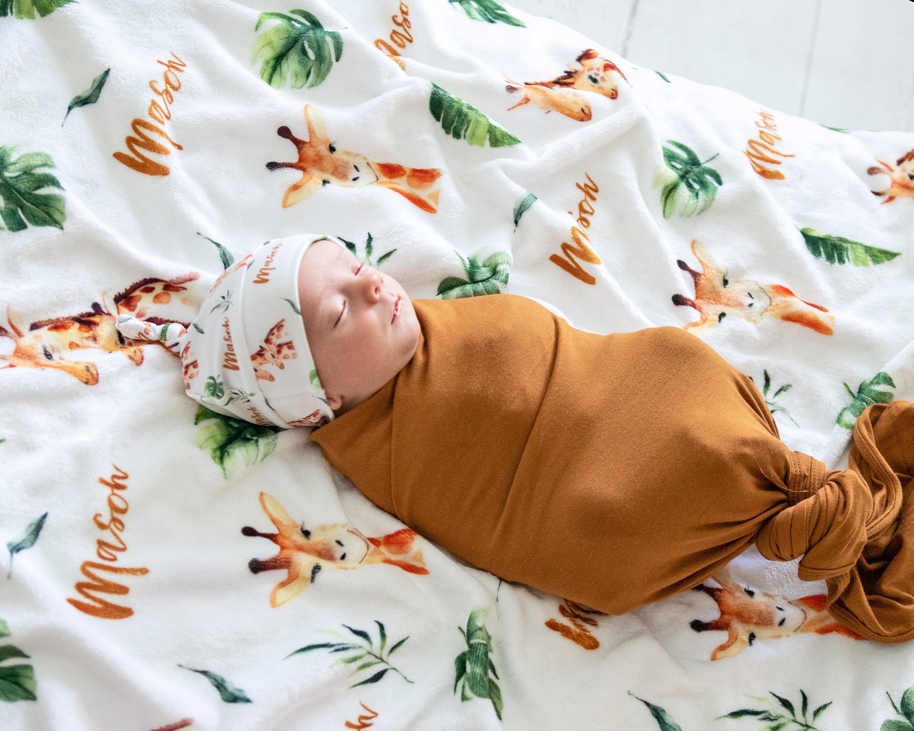 Floral Giraffes - Personalised Keepsake Blanket