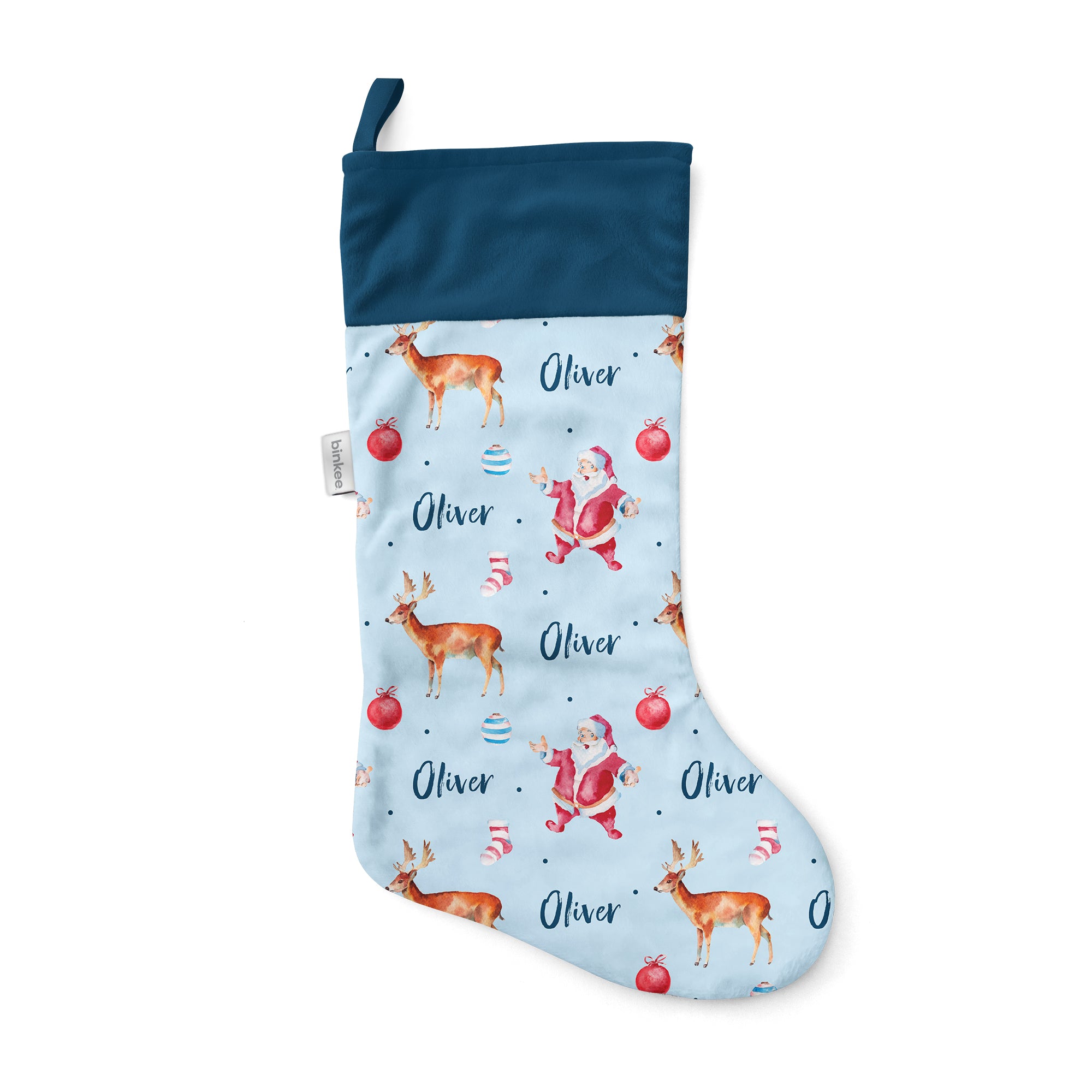 Vintage Santa (Blue) - Personalised Christmas Stocking