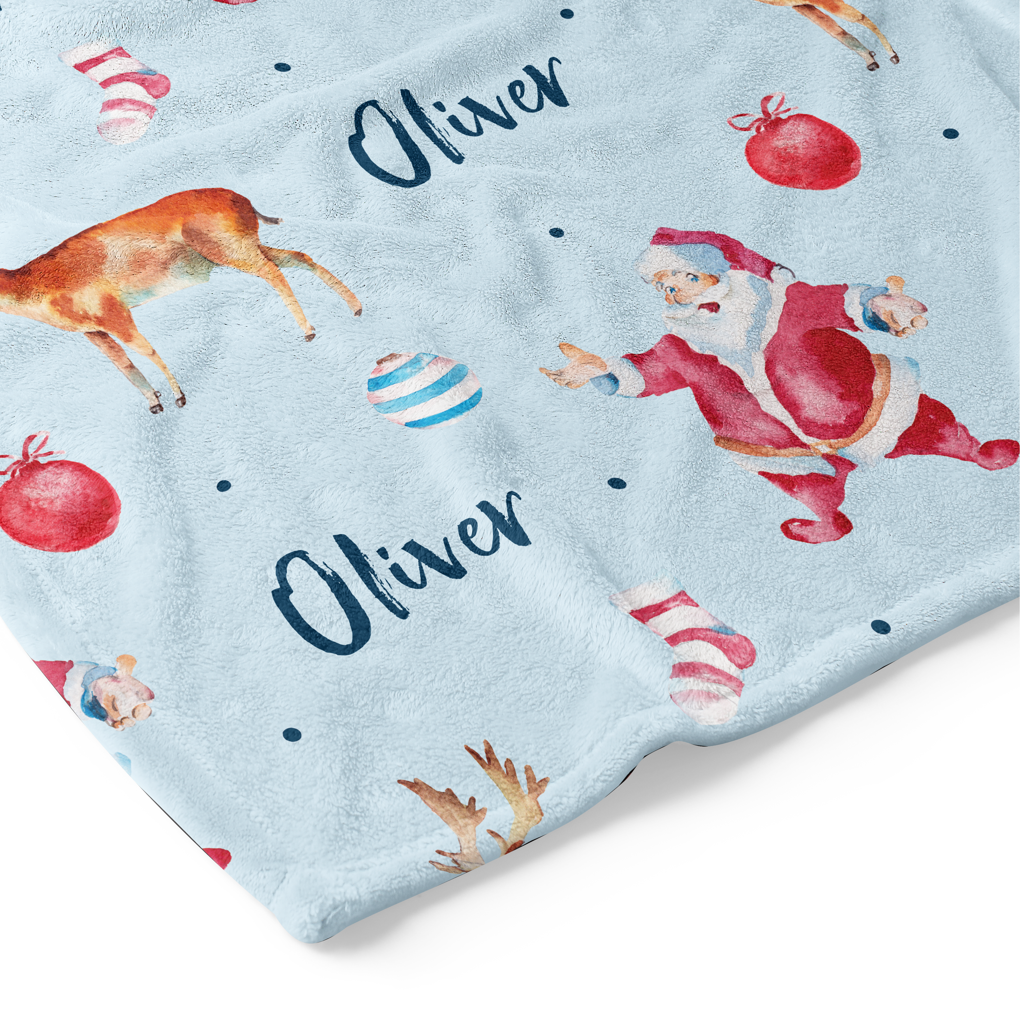 Vintage Santa (blue) - Personalised Keepsake Blankie