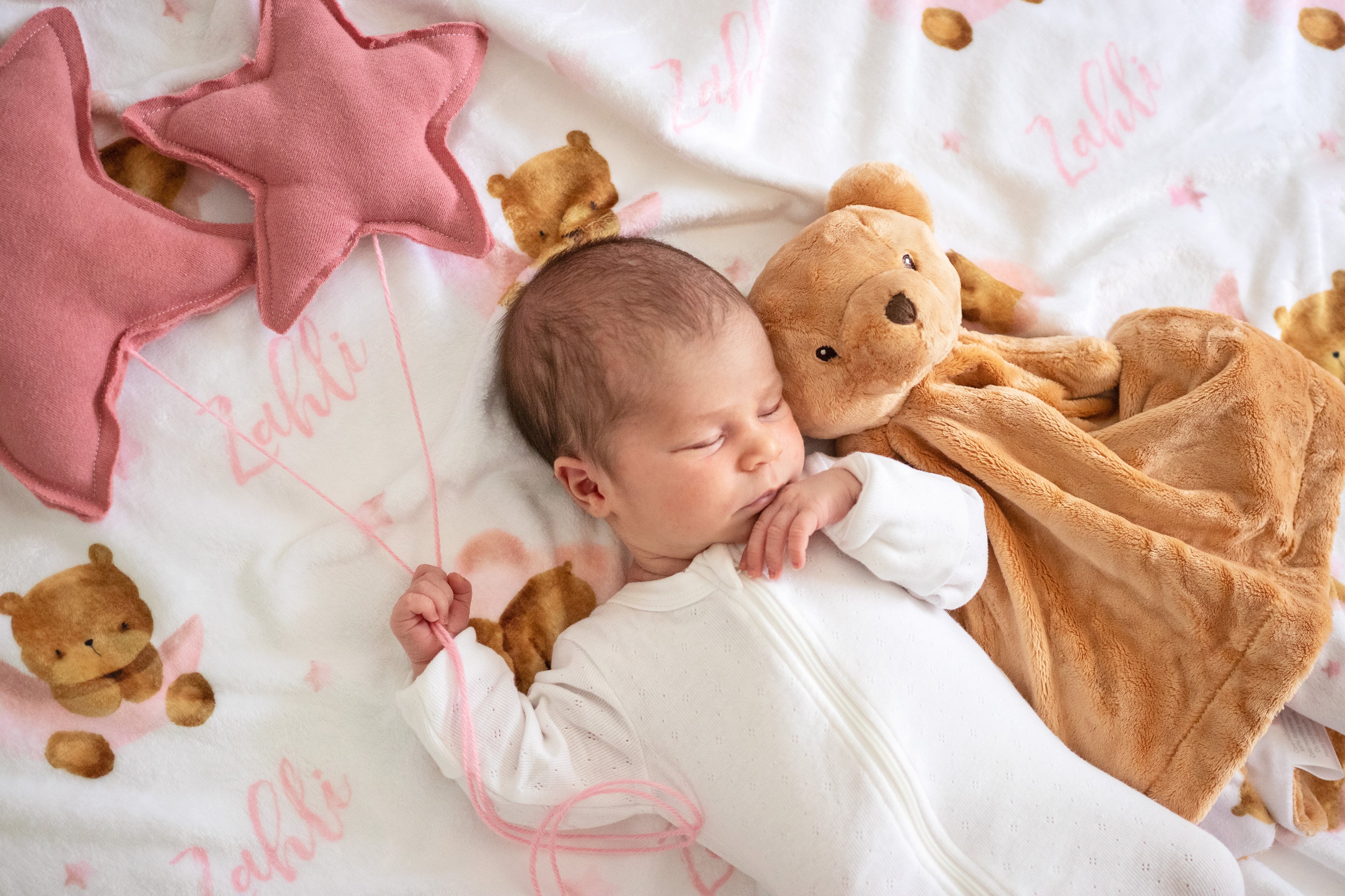 Pink Bear - Personalised Keepsake Blanket