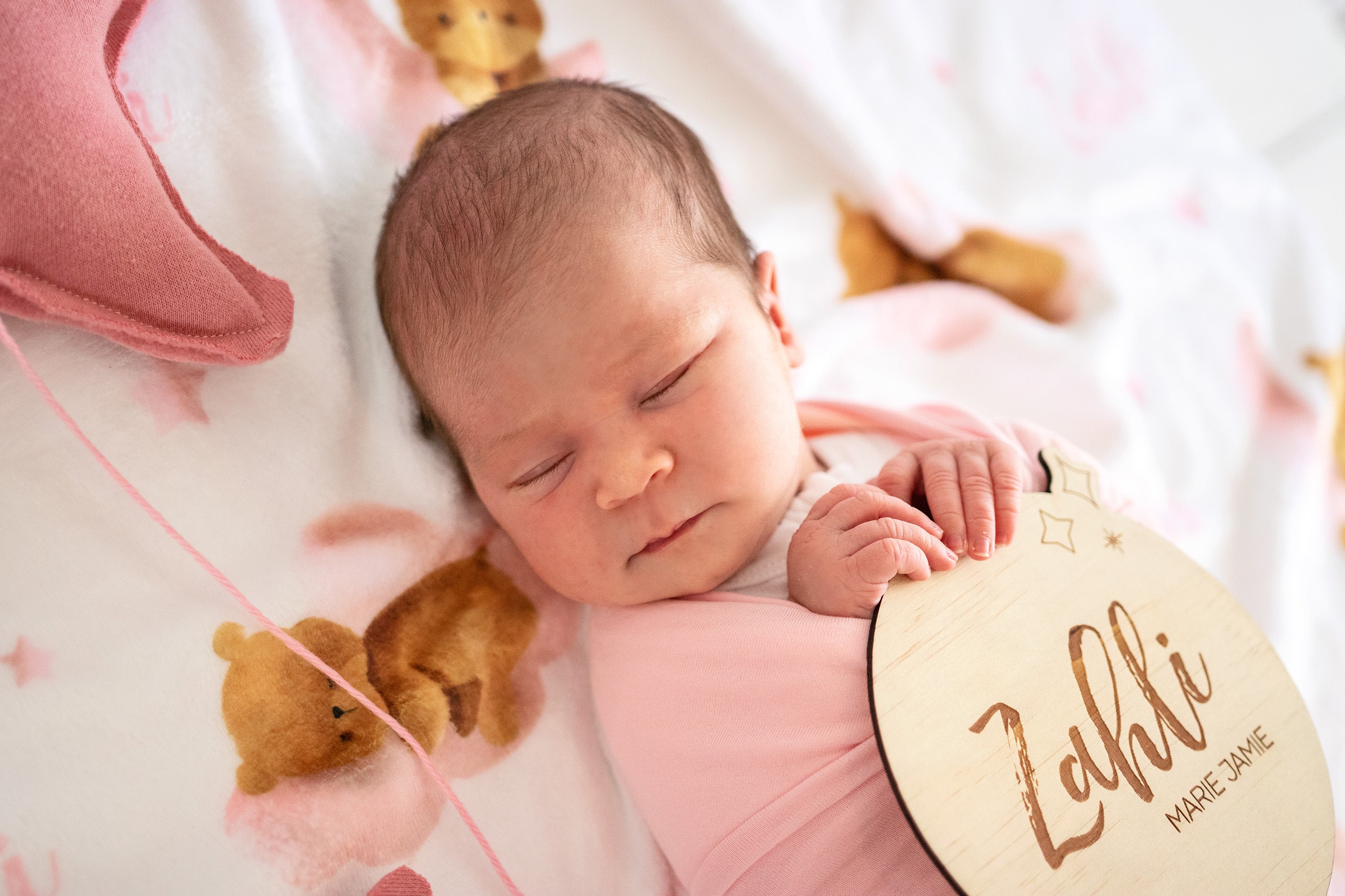 Pink Bear - Personalised Keepsake Blanket