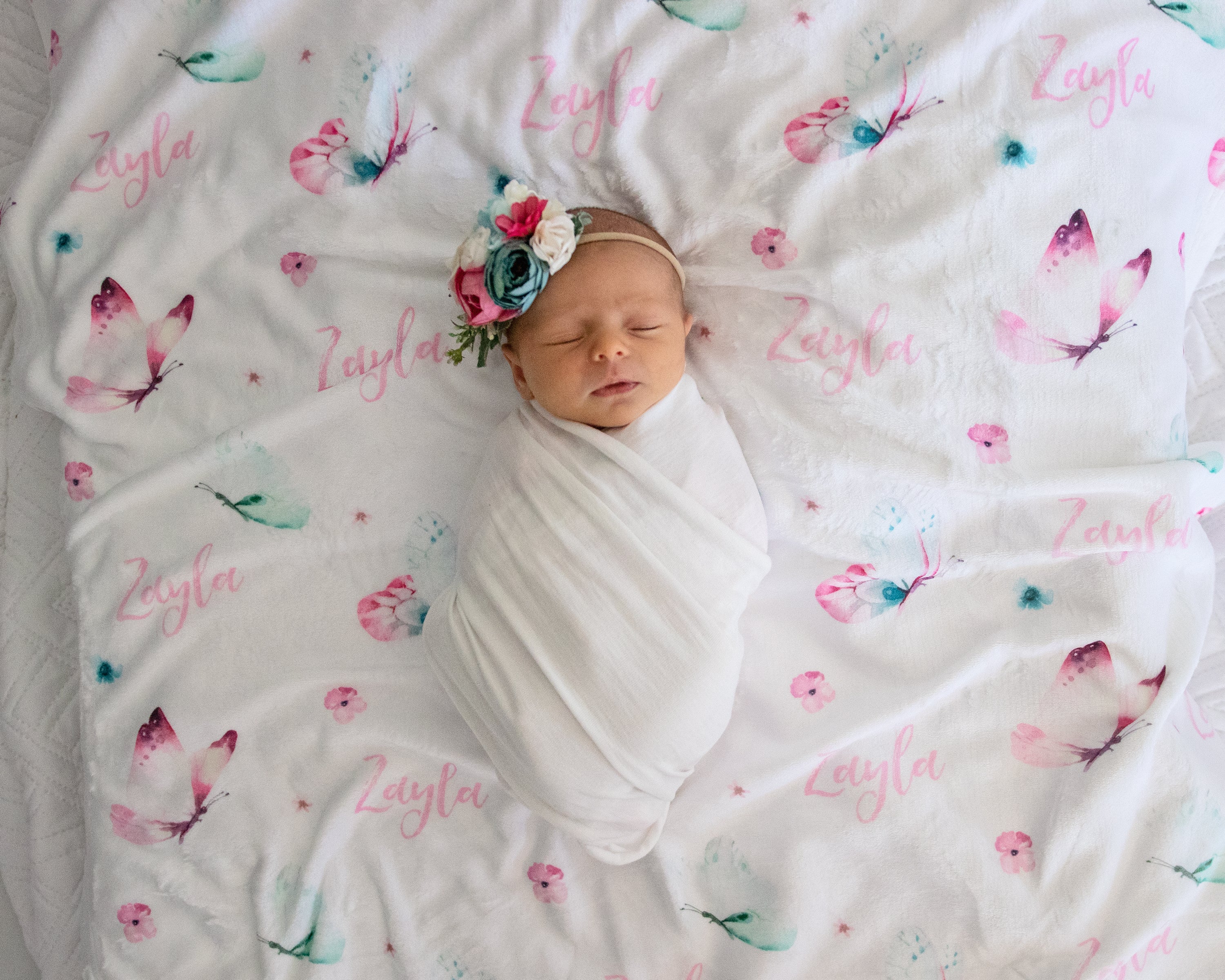 Butterflies - Personalised Minky Blanket