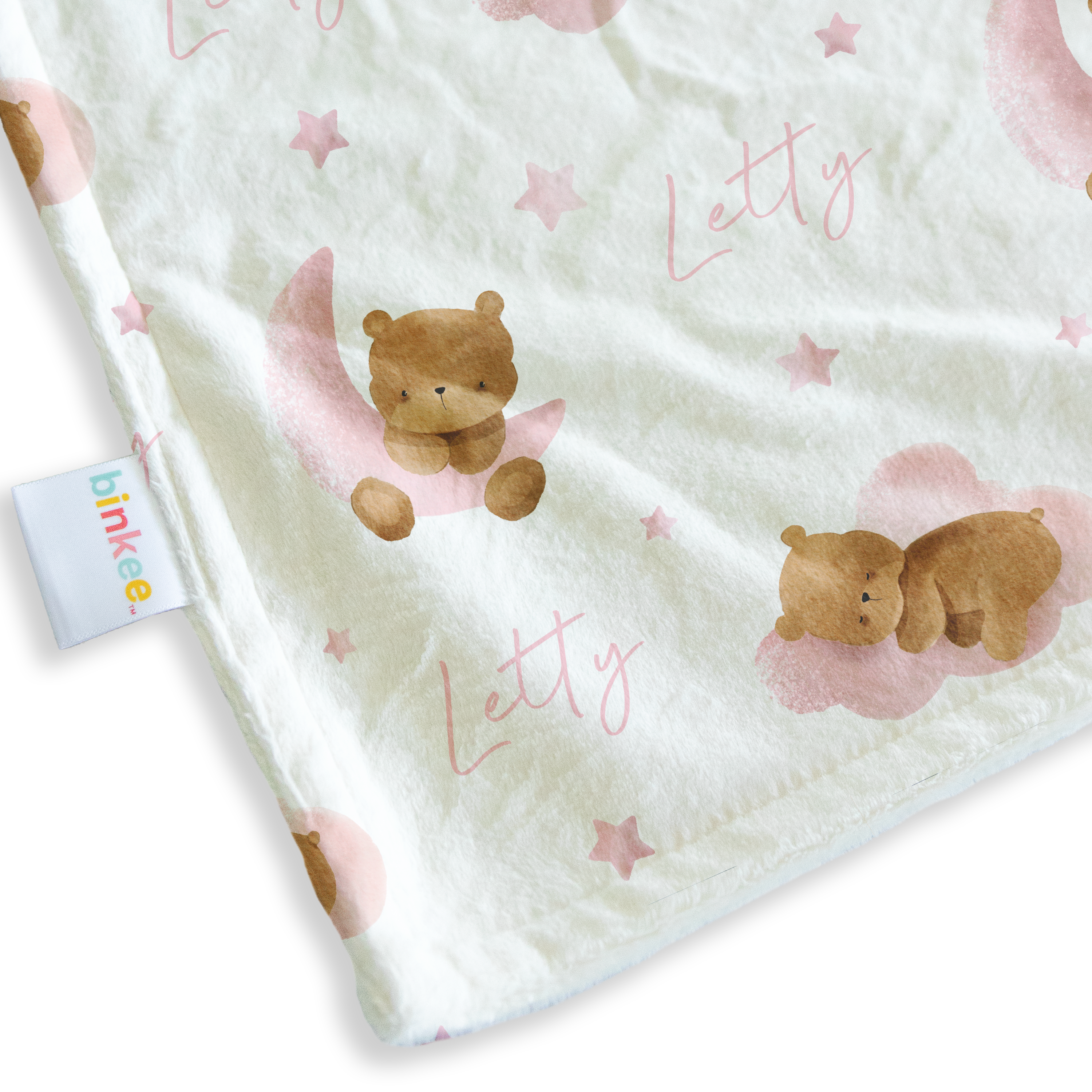 Pink Bear - Personalised Minky Blanket