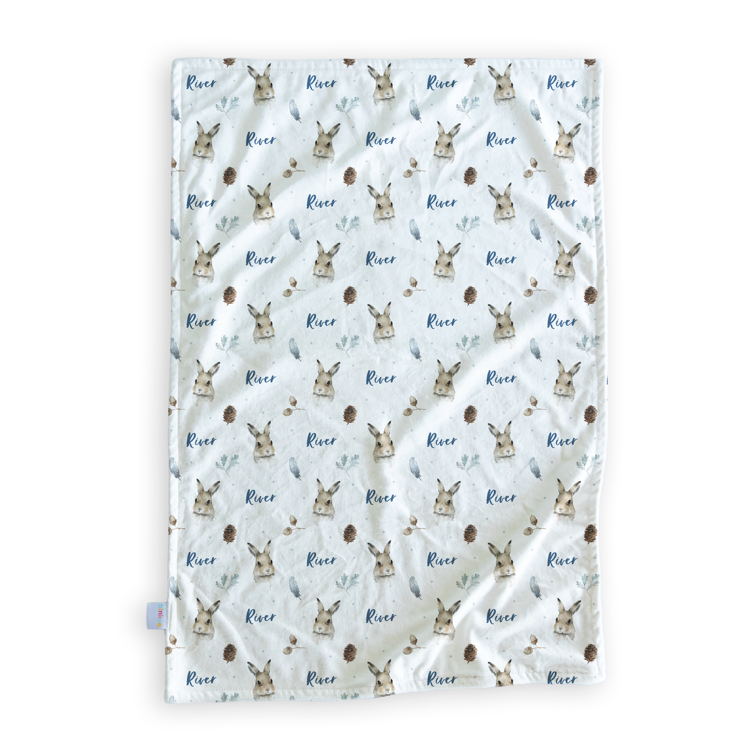 Bunnies (blue) - Personalised Minky Blanket
