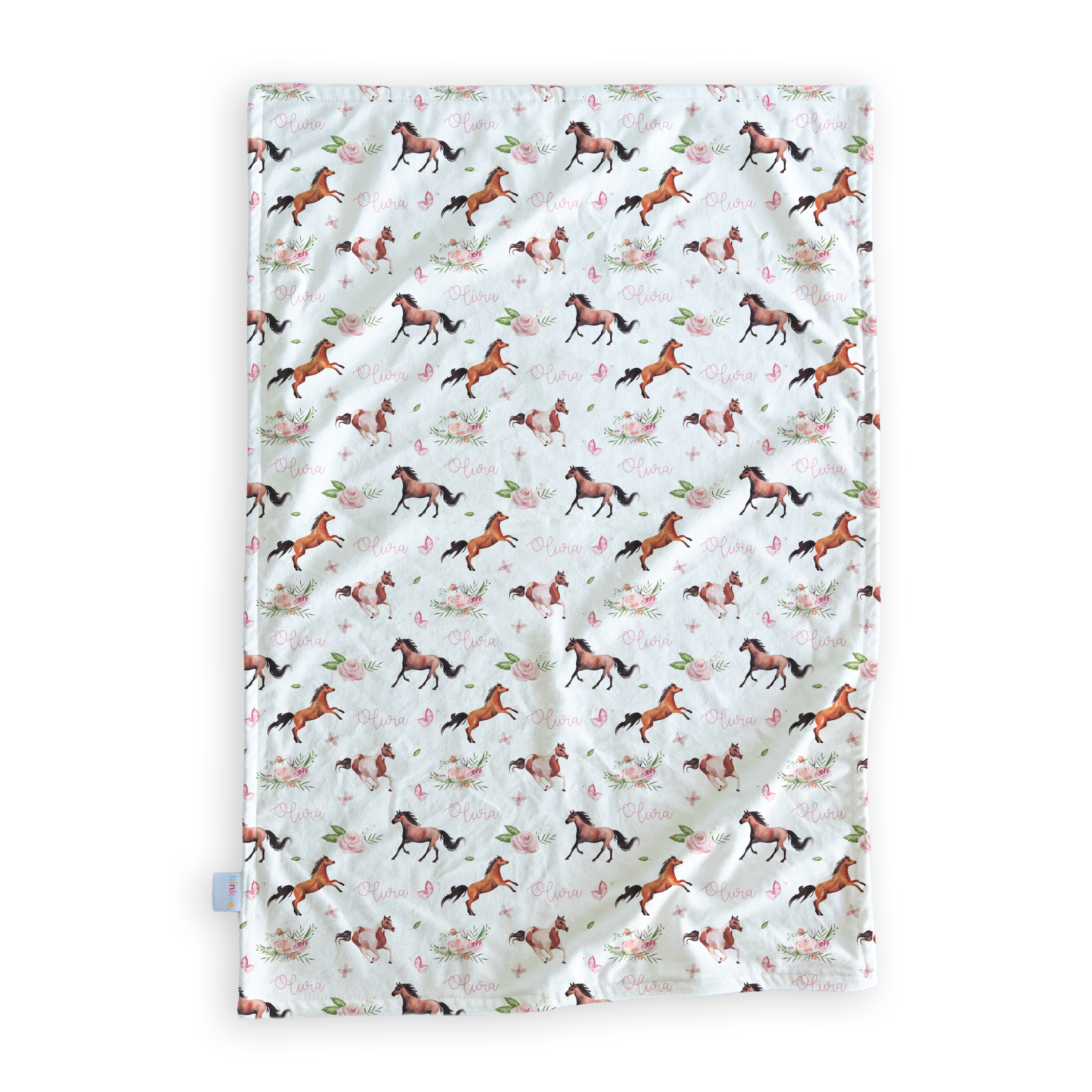 Floral Ponies - Personalised Minky Blanket