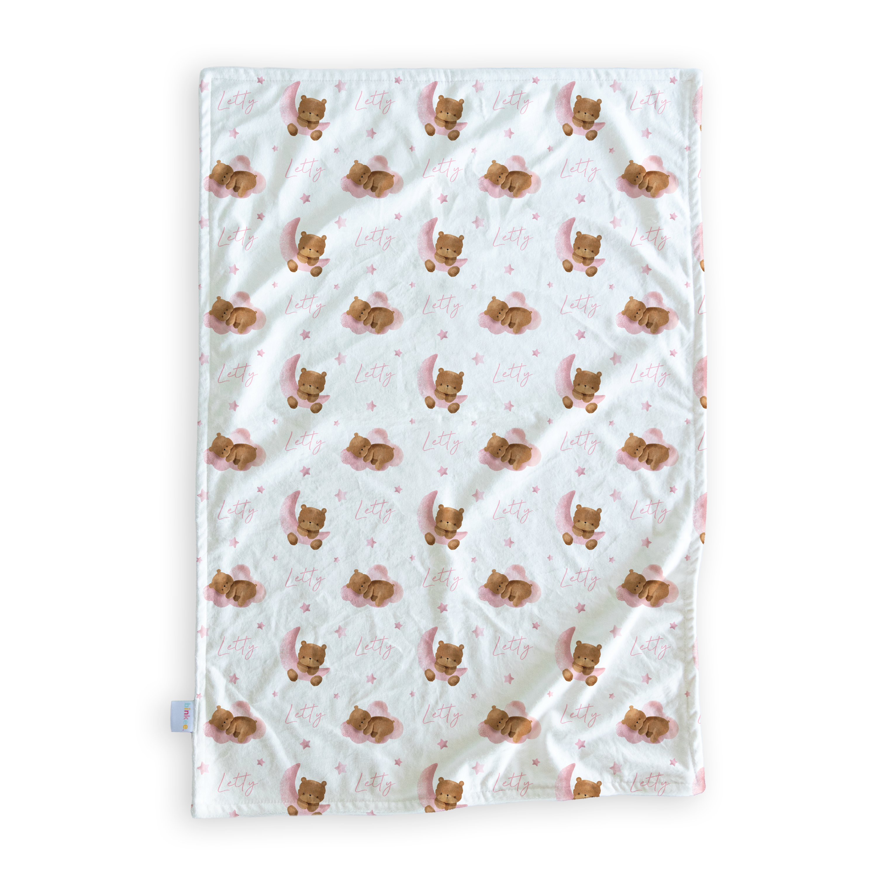 Pink Bear - Personalised Minky Blanket