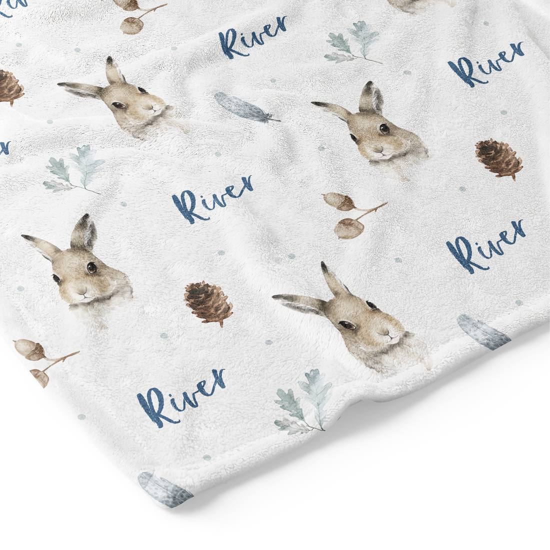 Bunnies (Blue) - Personalised Keepsake Blanket