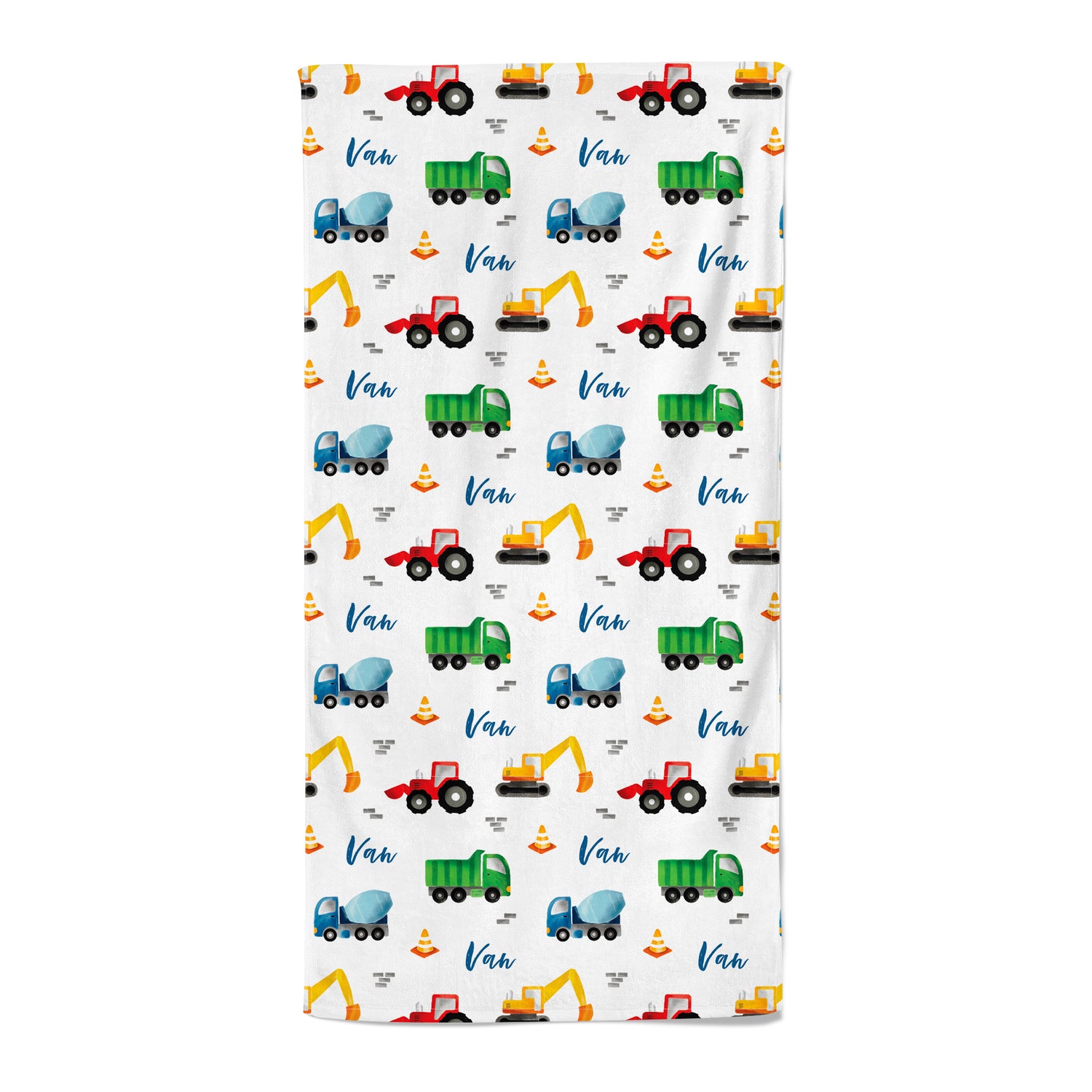 Construction (Bright) - Personalised Towel