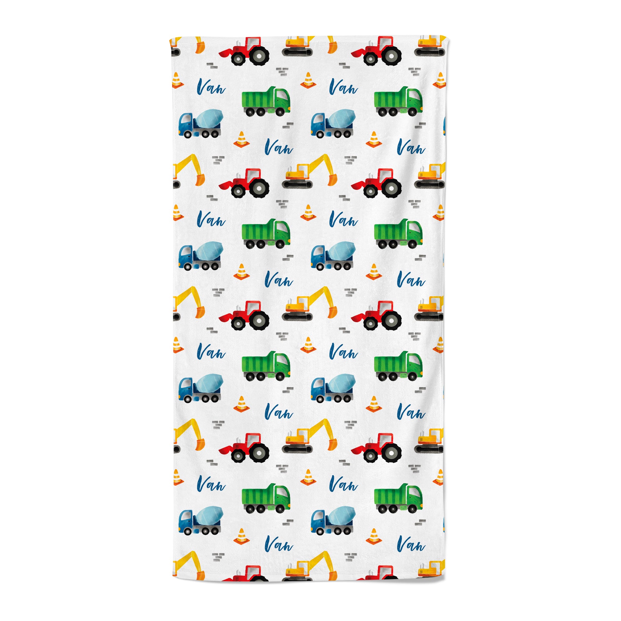 Construction (Bright) - Personalised Towel