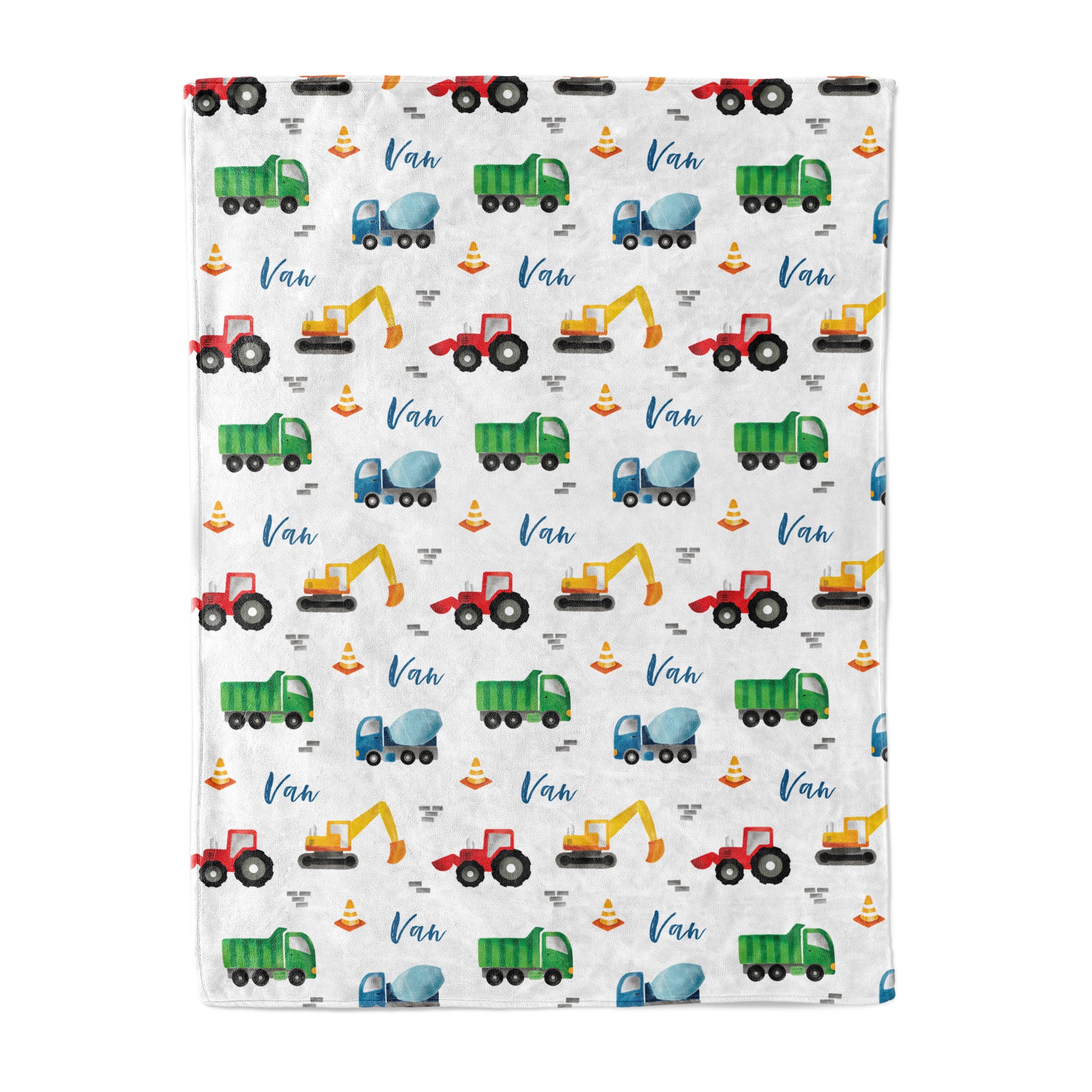 Construction (Bright) - Personalised Keepsake Blanket