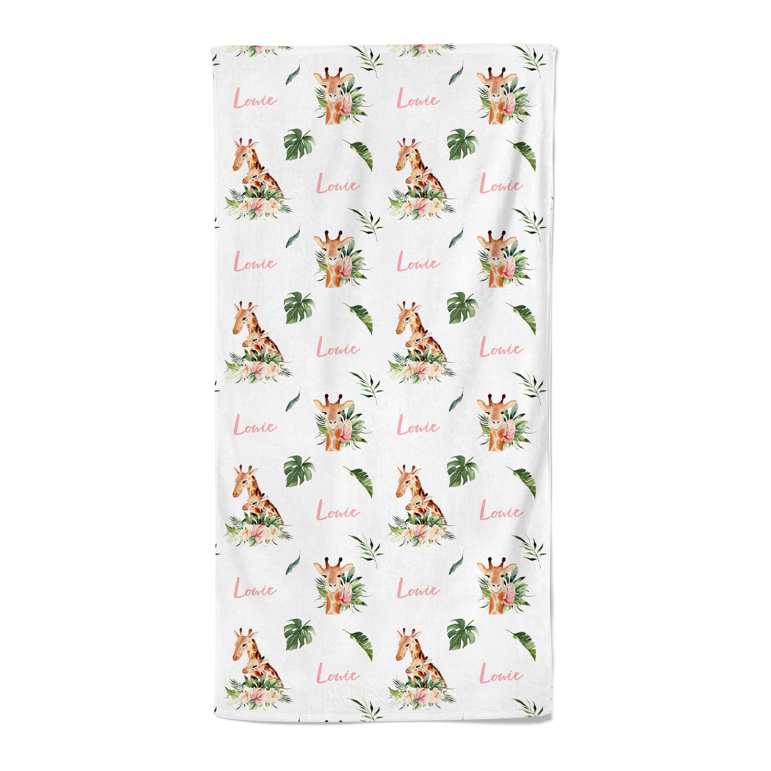 Floral Giraffes - Personalised Towel