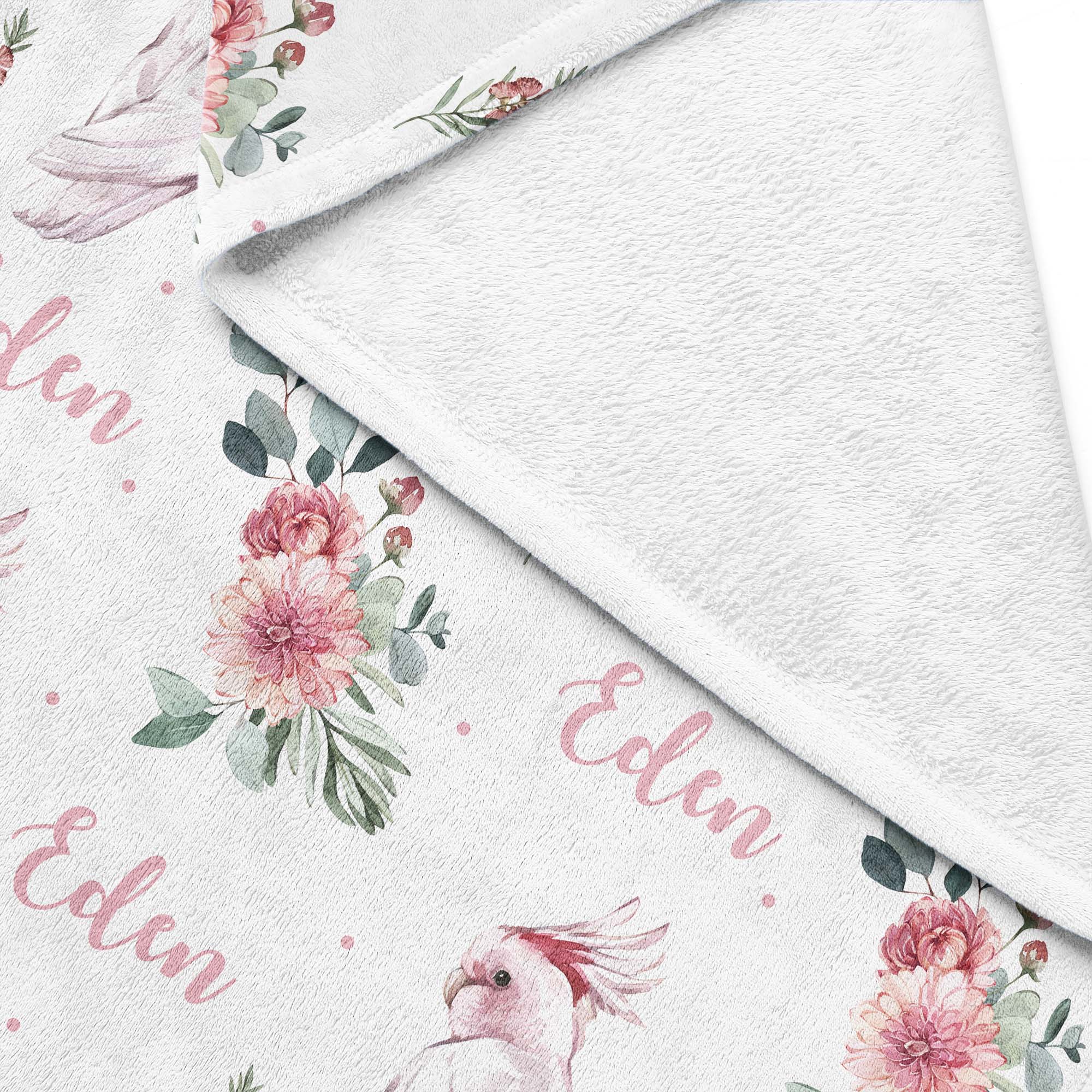 Pink Cockatoo - Personalised Keepsake Blanket