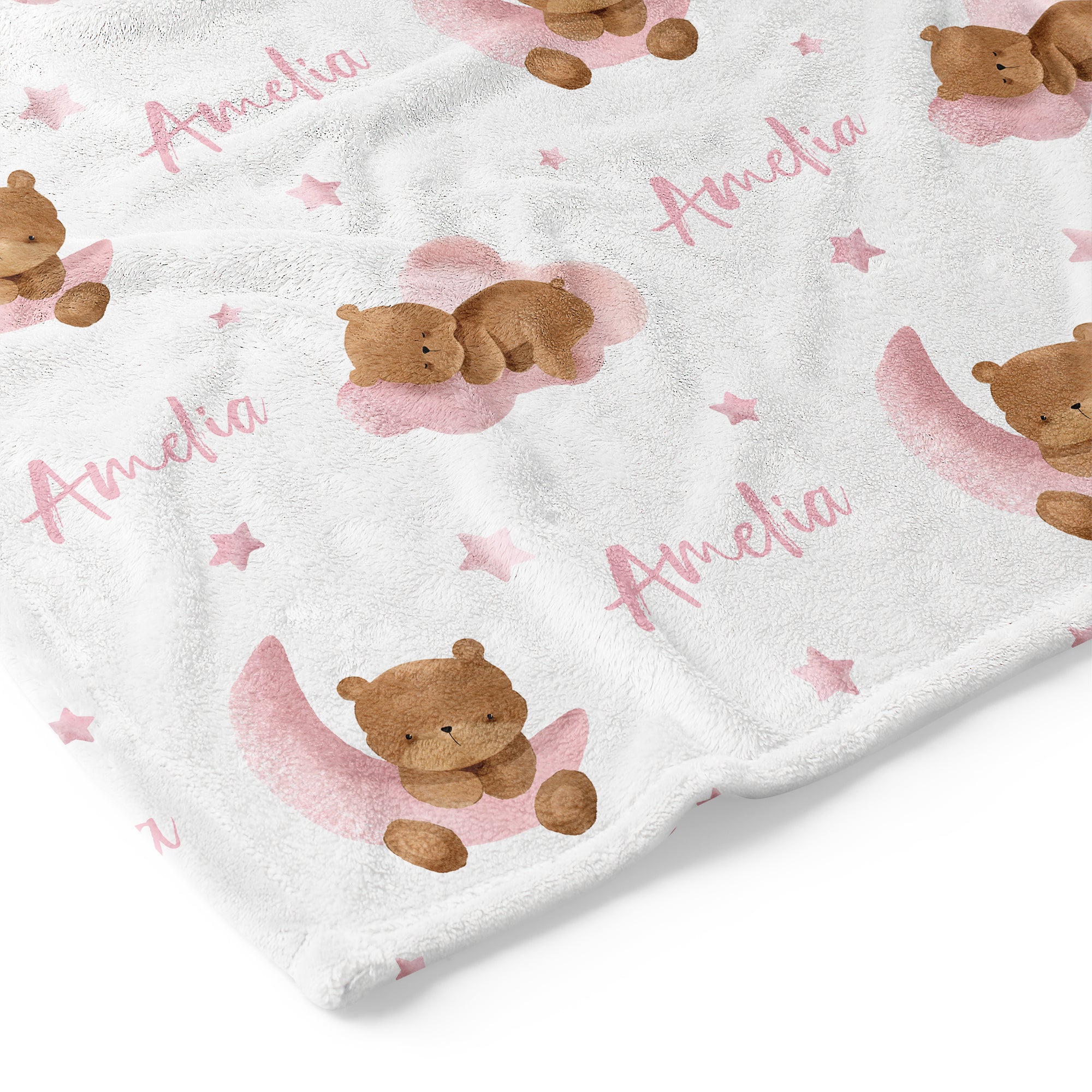 Pink Bear - Personalised Keepsake Blanket