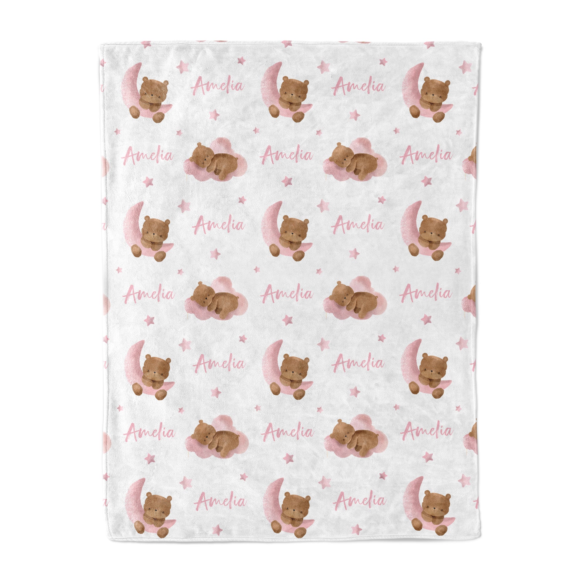 Pink Bear - Personalised Keepsake Blanket