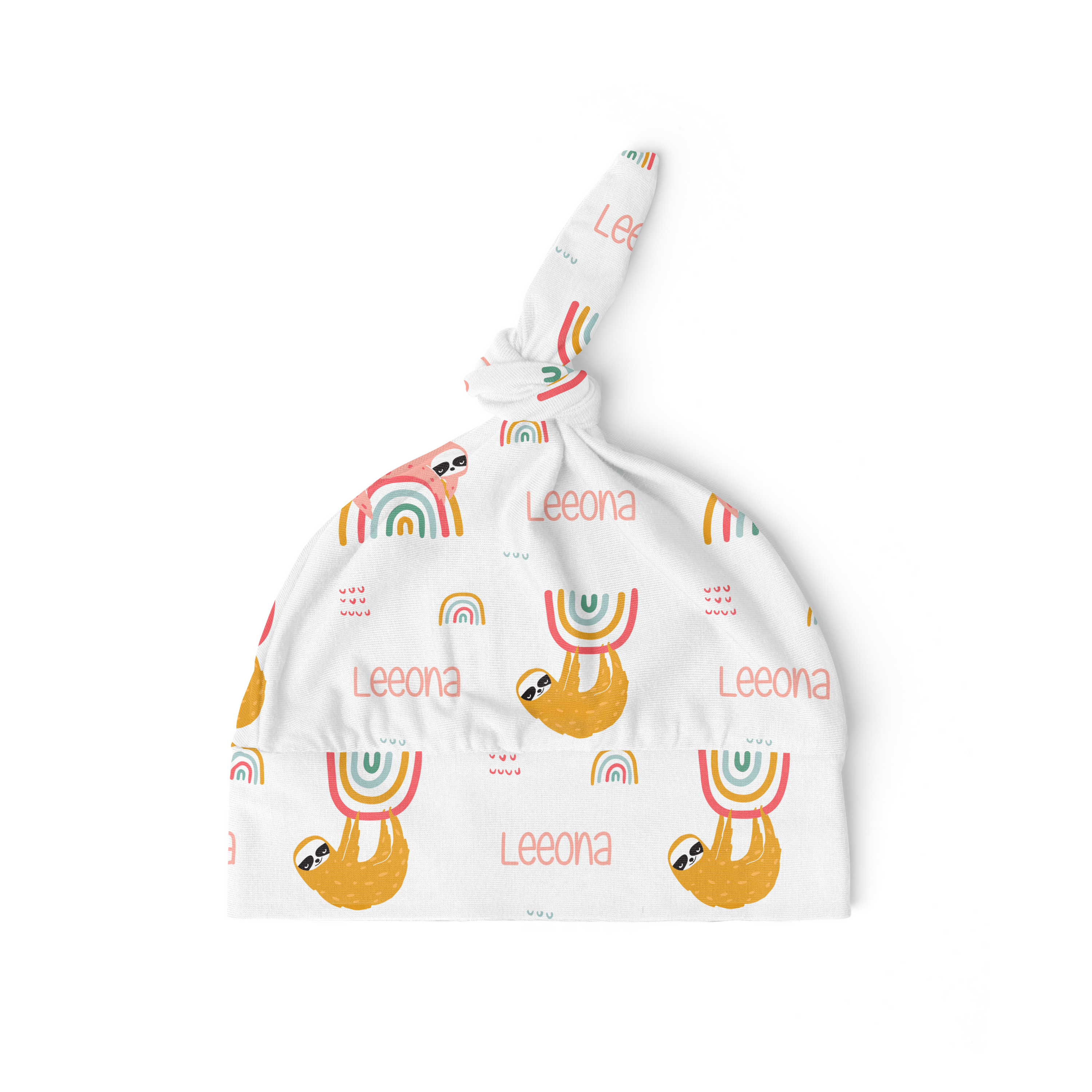 Rainbow Sloths (Pink) - Personalised Beanie
