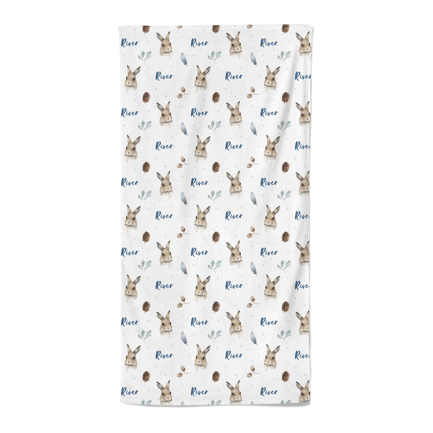 Bunnies (Blue) - Personalised Towel