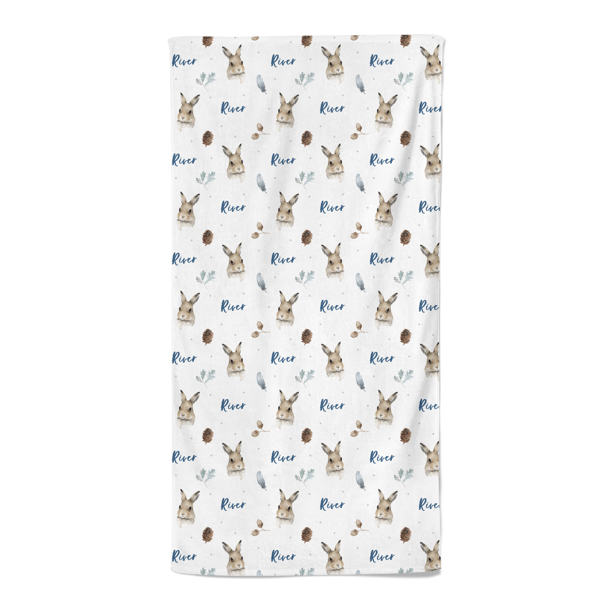 Bunnies (Blue) - Personalised Towel