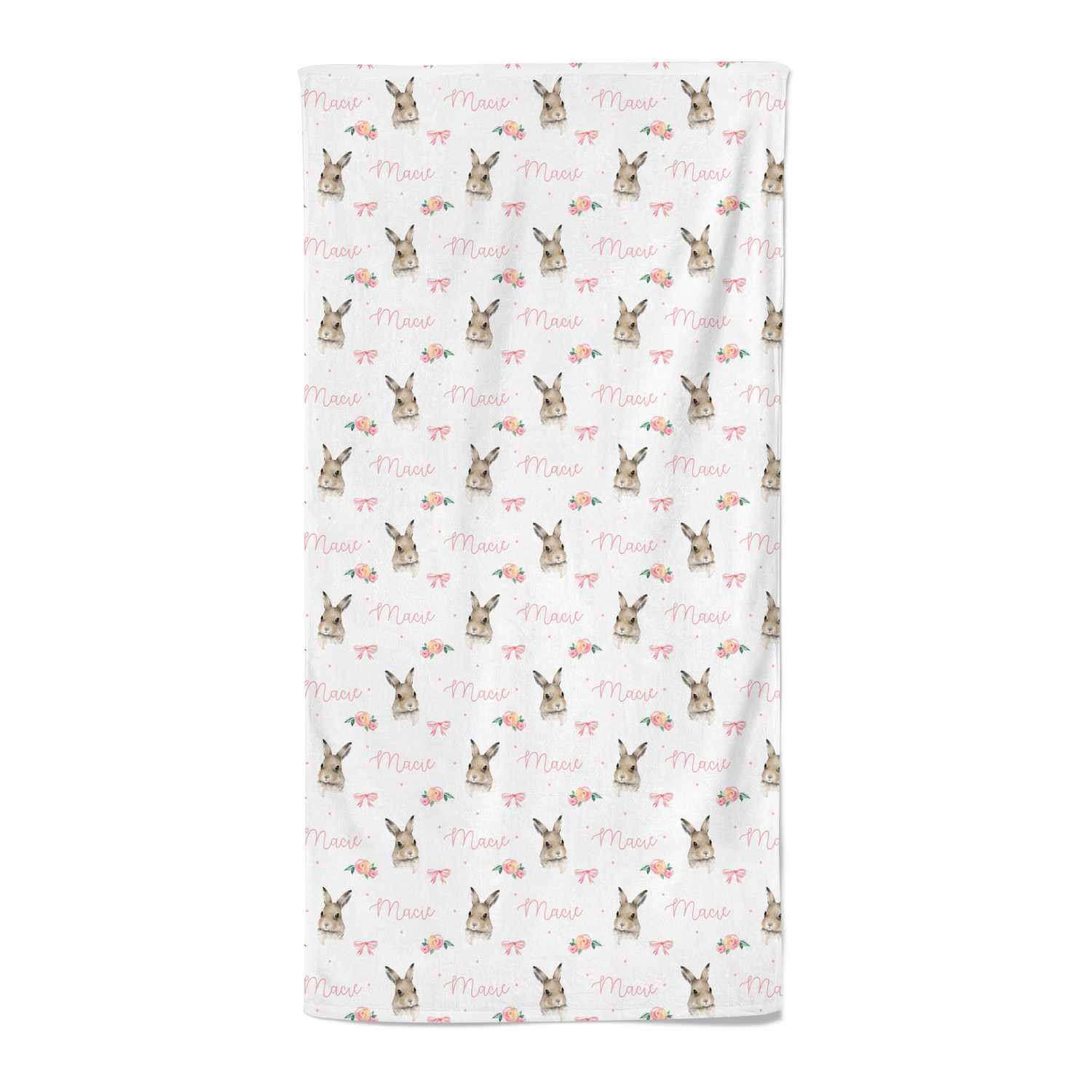 Bunnies (Pink) - Personalised Towel