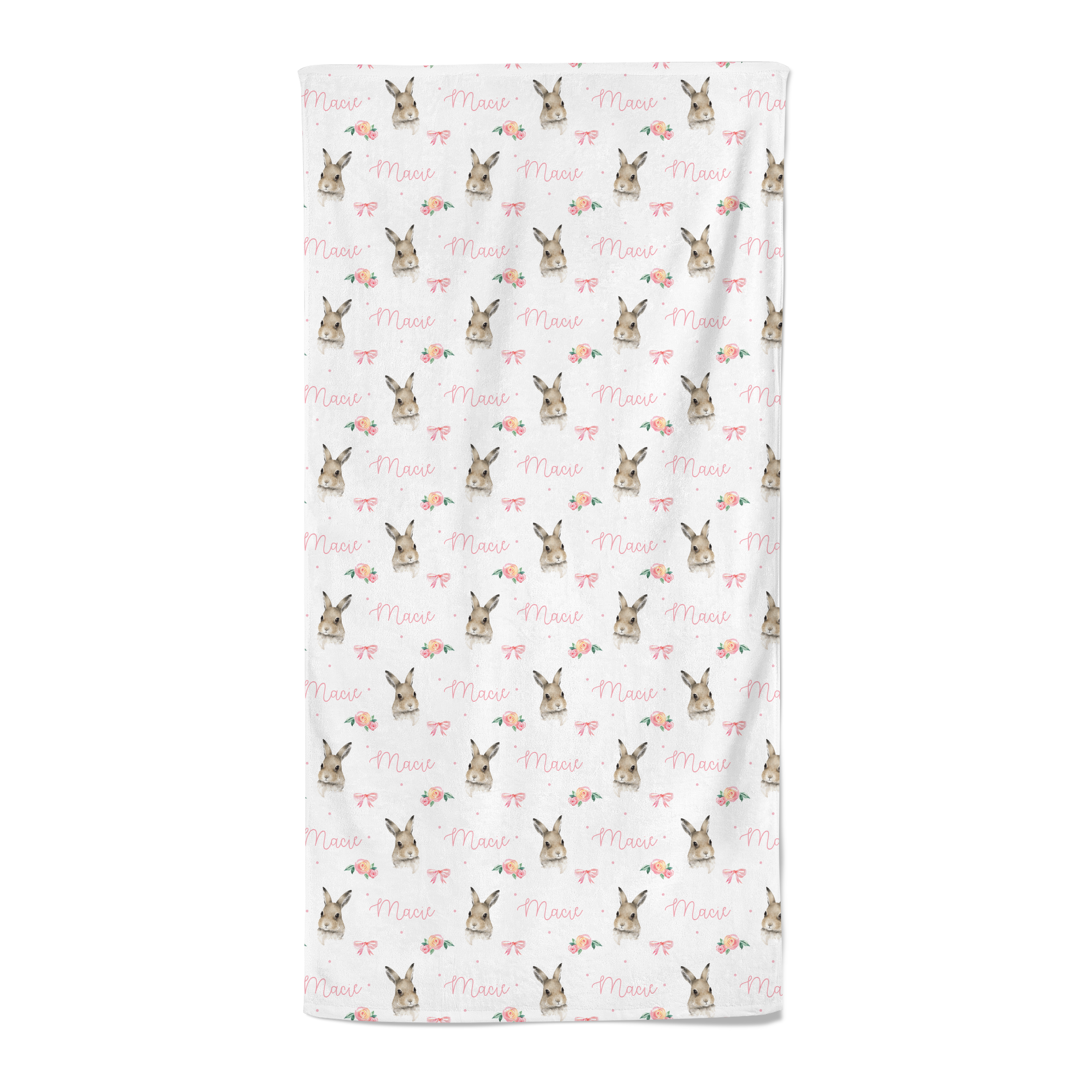 Bunnies (Pink) - Personalised Towel