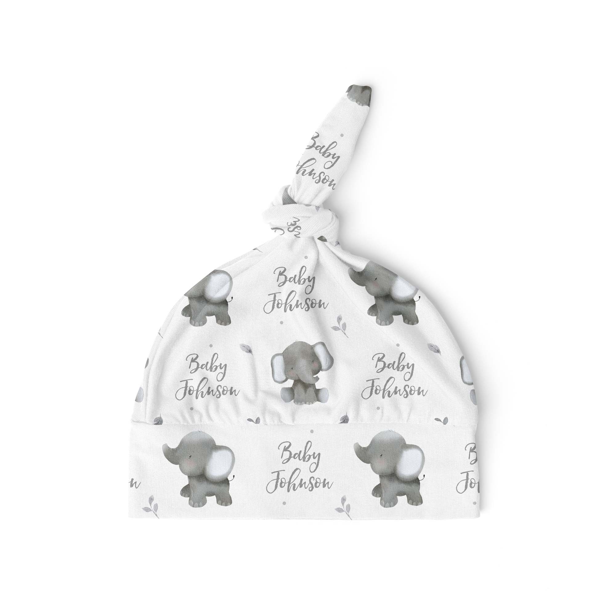 Baby Elephants (Grey) - Personalised Beanie