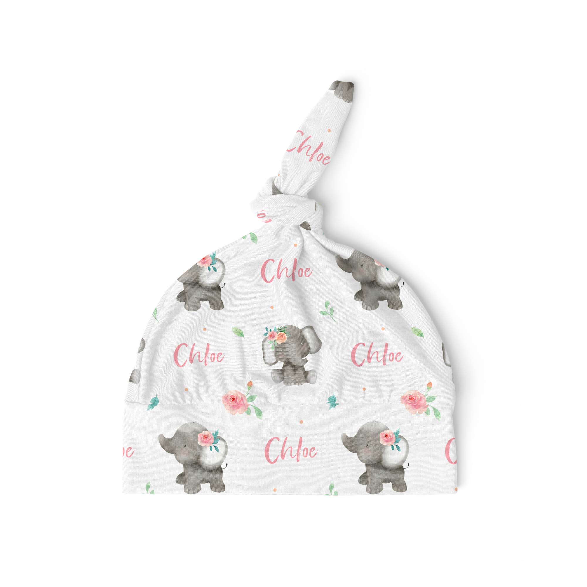 Baby Elephants (Pink) - Personalised Beanie