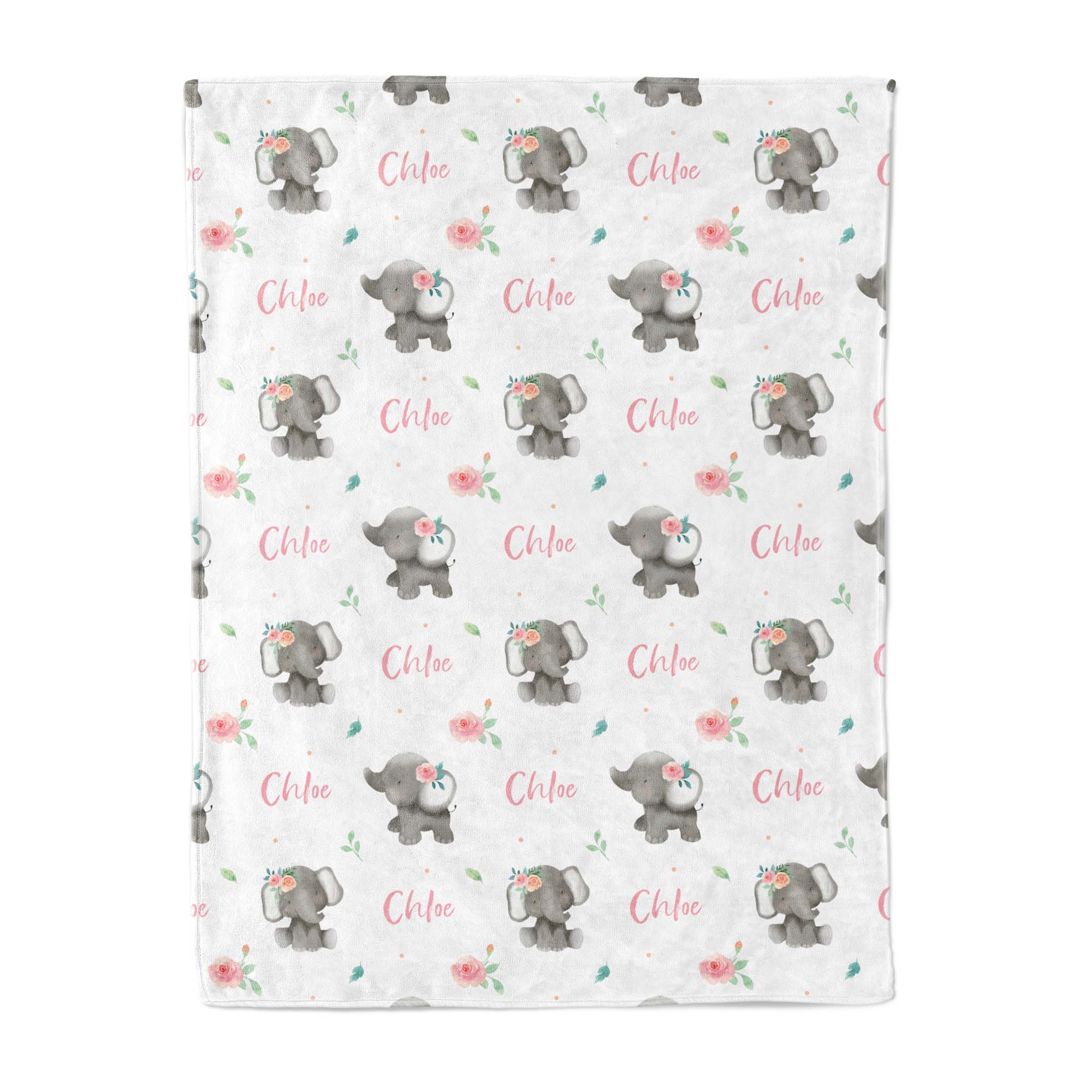 Baby Elephants (Pink) - Personalised Keepsake Blanket