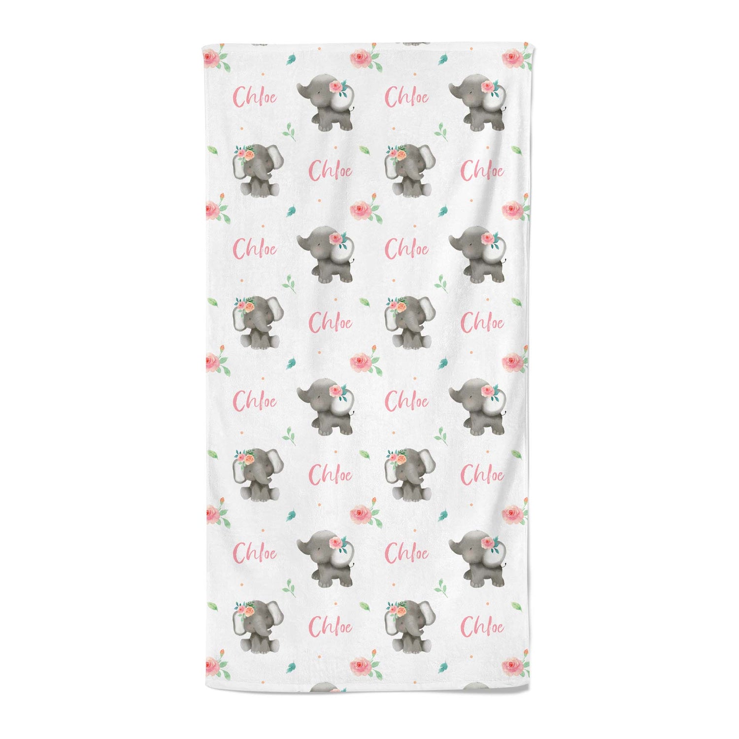 Baby Elephants (Pink) - Personalised Towel