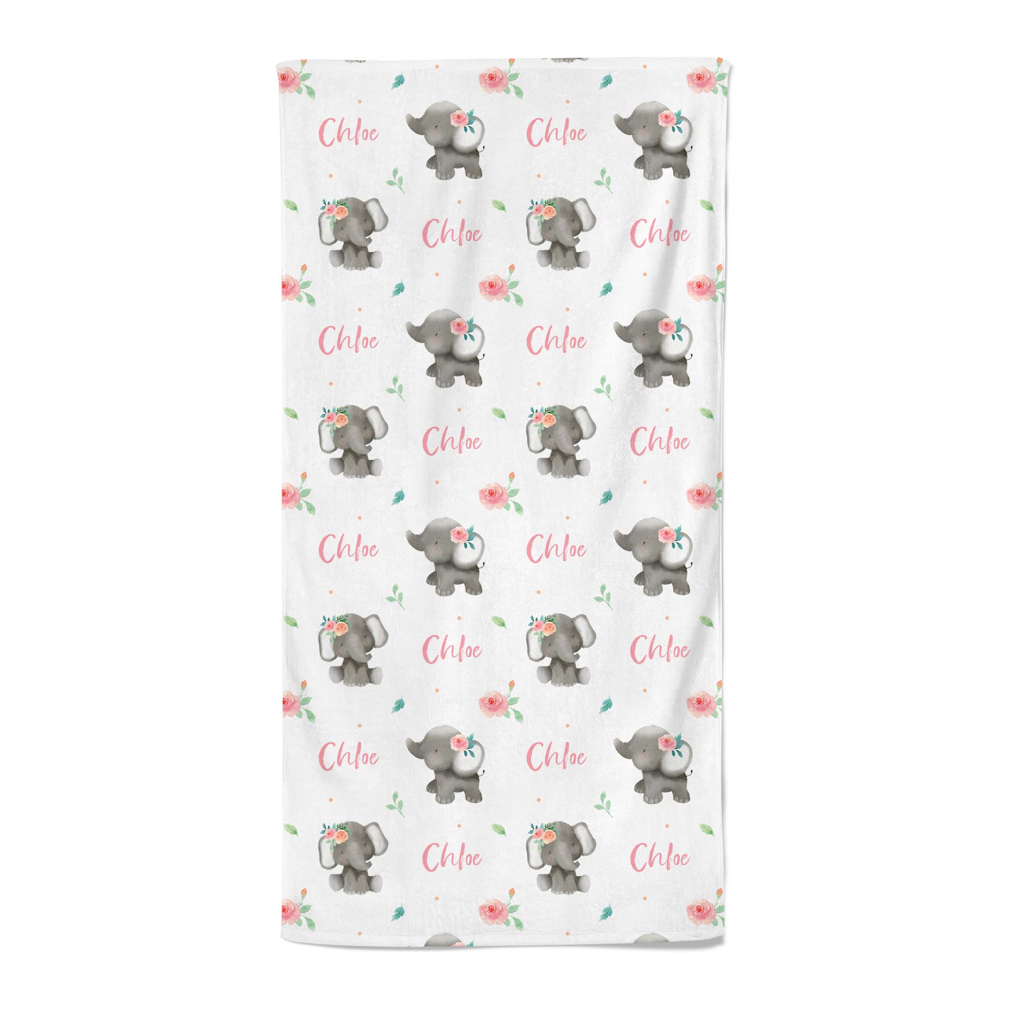 Baby Elephants (Pink) - Personalised Towel