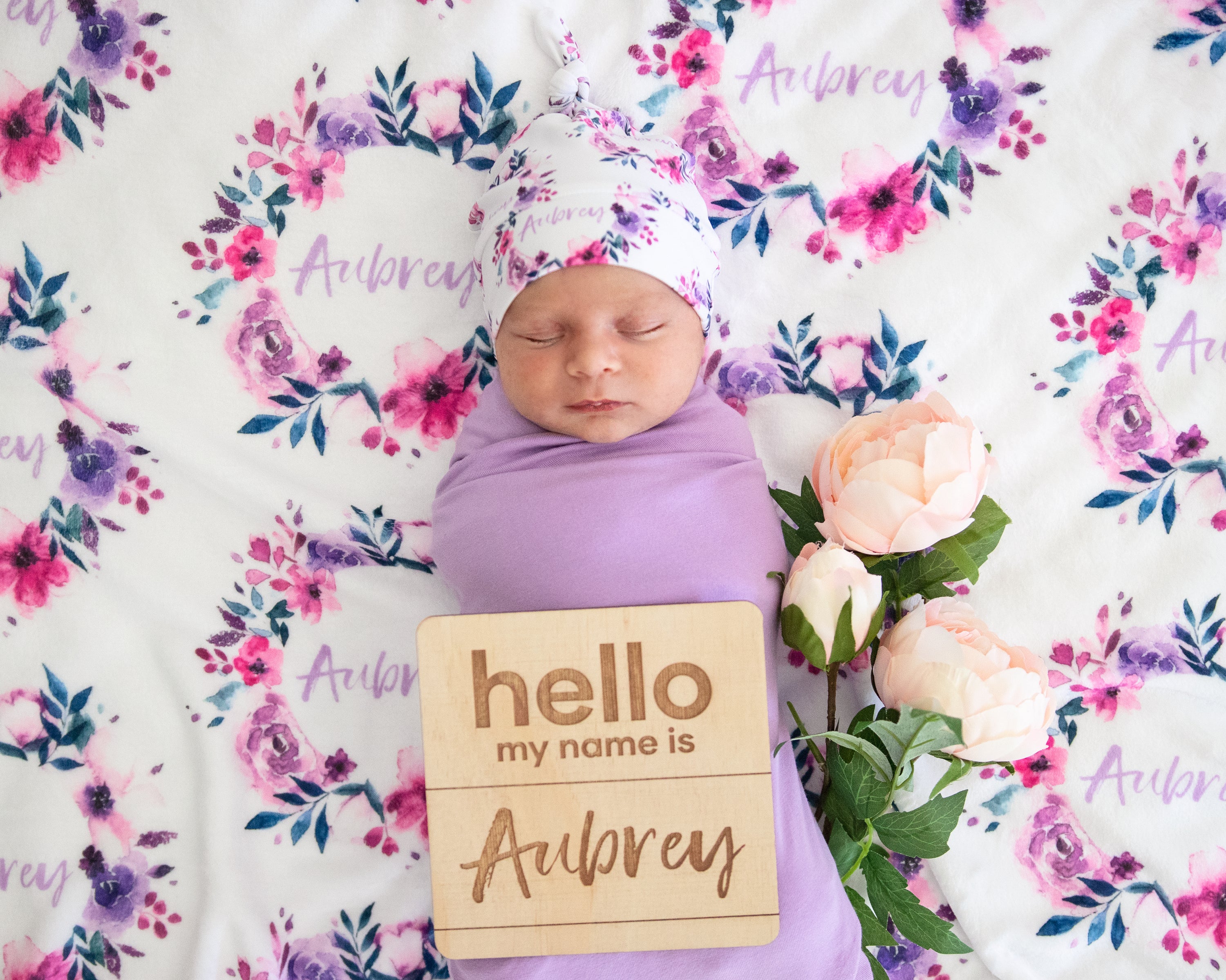 June Wreath - Personalised Minky Blanket