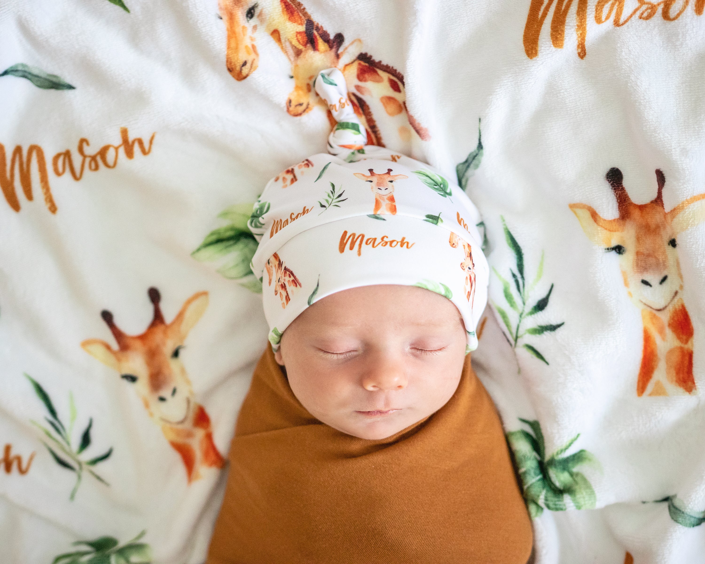 Floral Giraffes - Personalised Keepsake Blanket
