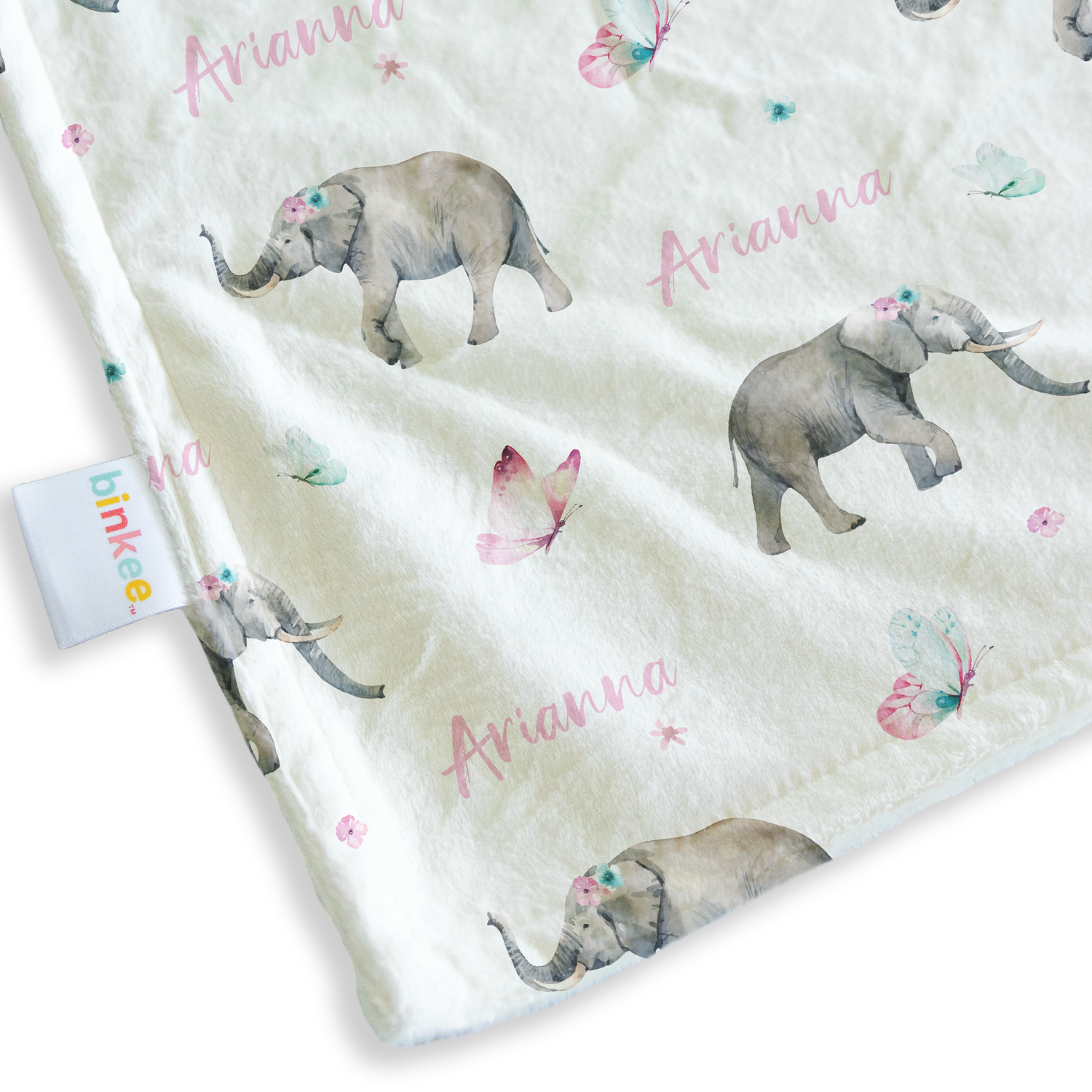 Elephant Springtime - Personalised Minky Blanket