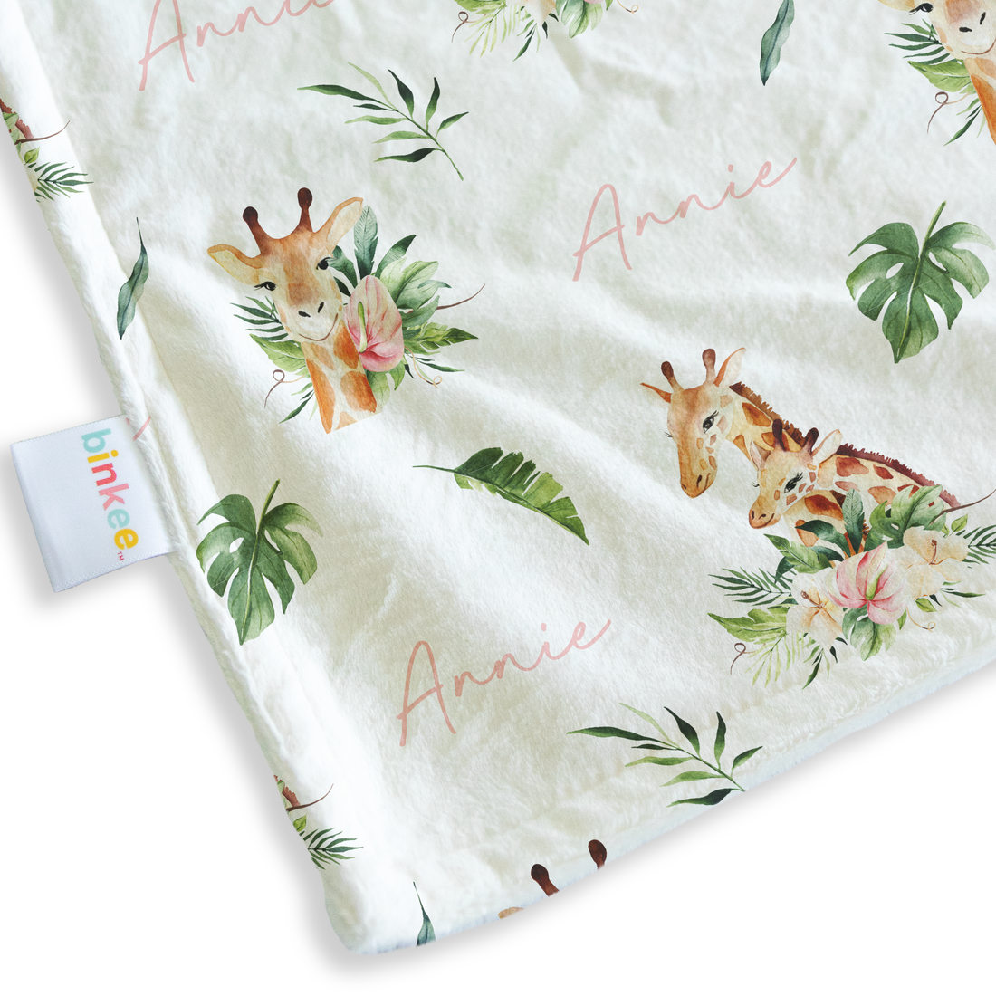 Floral Giraffes - Personalised Minky Blanket