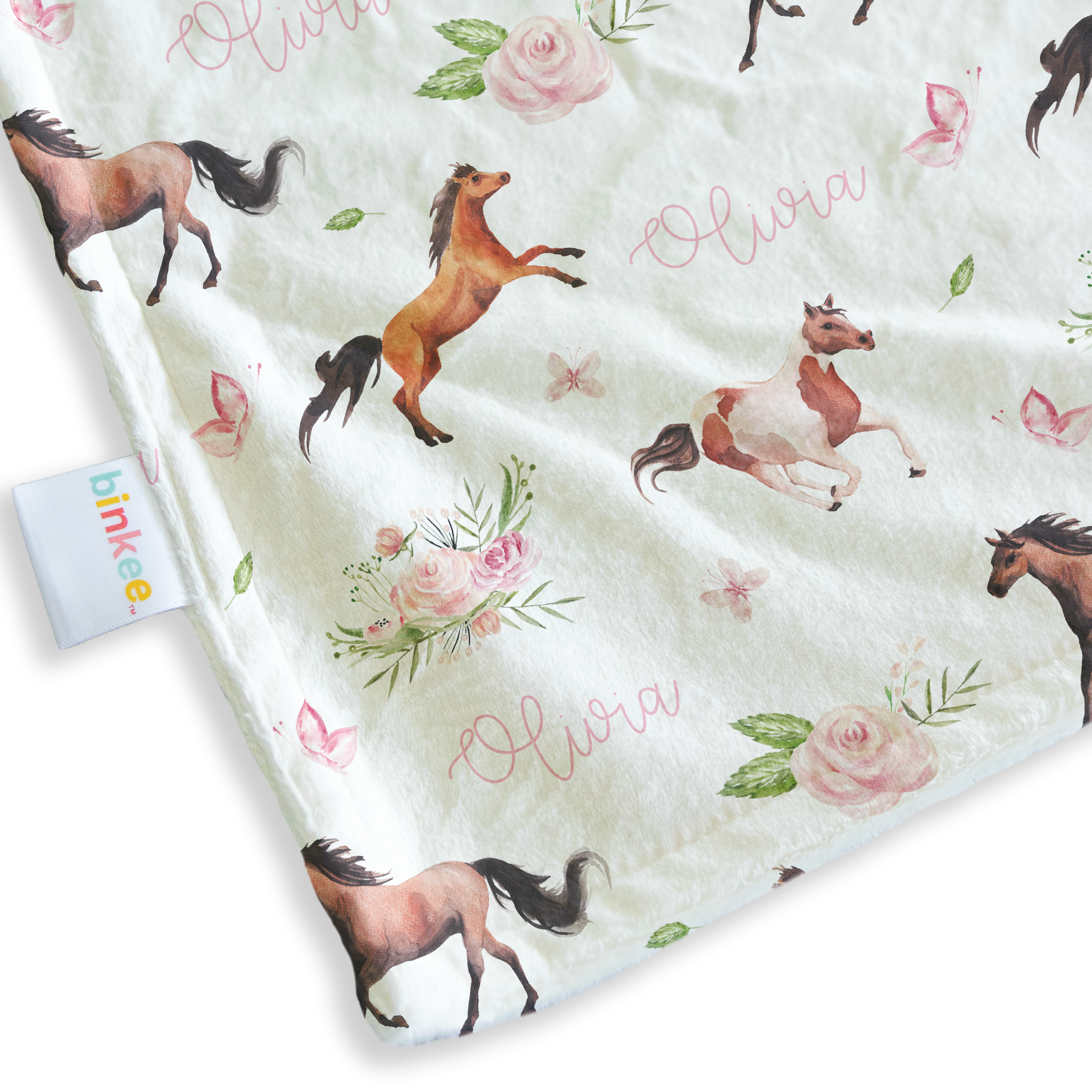 Floral Ponies - Personalised Minky Blanket