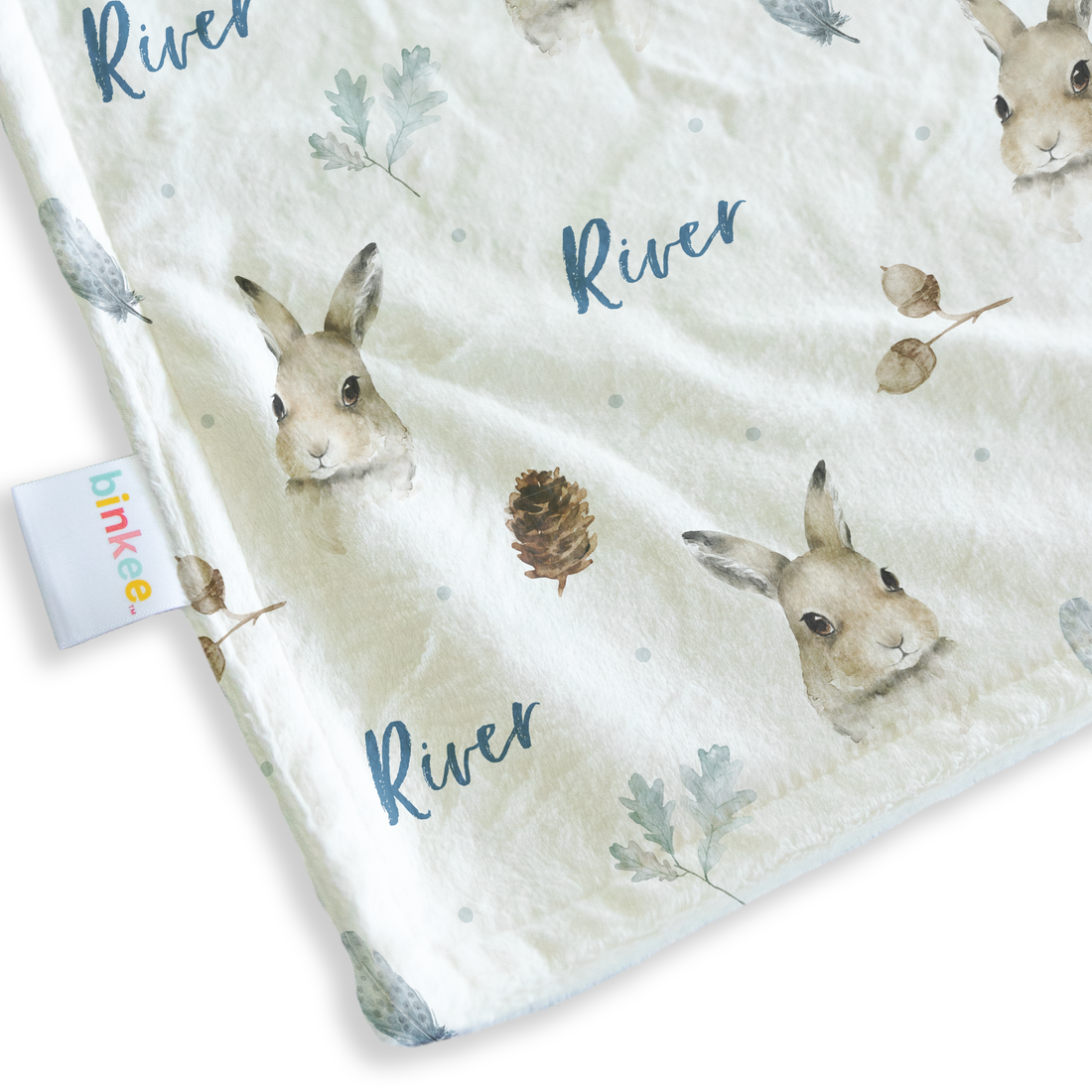 Bunnies (blue) - Personalised Minky Blanket