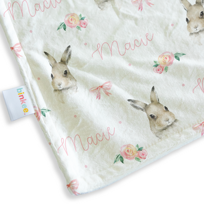 Bunnies (Pink) - Personalised Minky Blanket