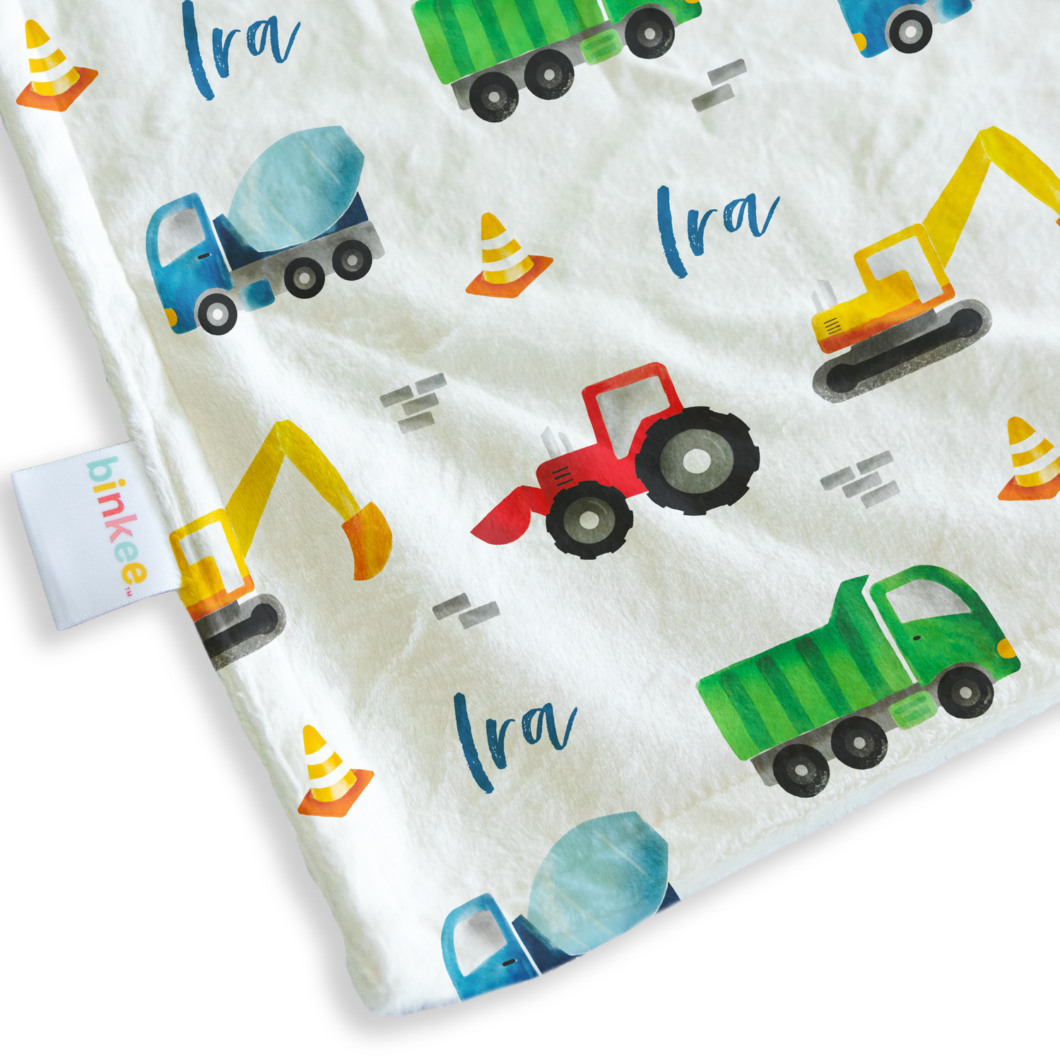 Construction (Bright) - Personalised Minky Blanket