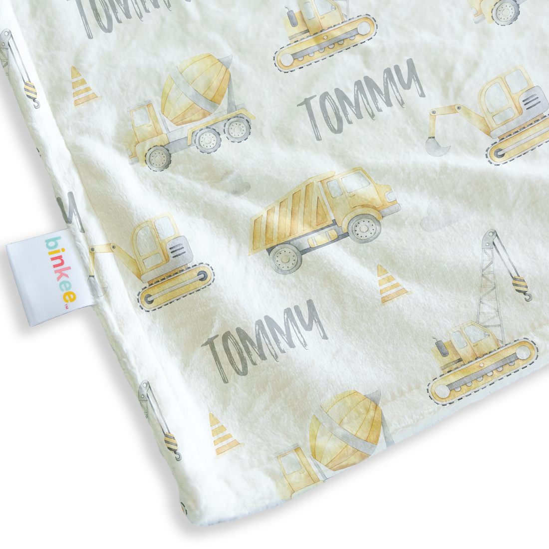 Construction (Grey) - Personalised Minky Blanket