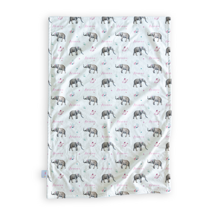 Elephant Springtime - Personalised Minky Blanket