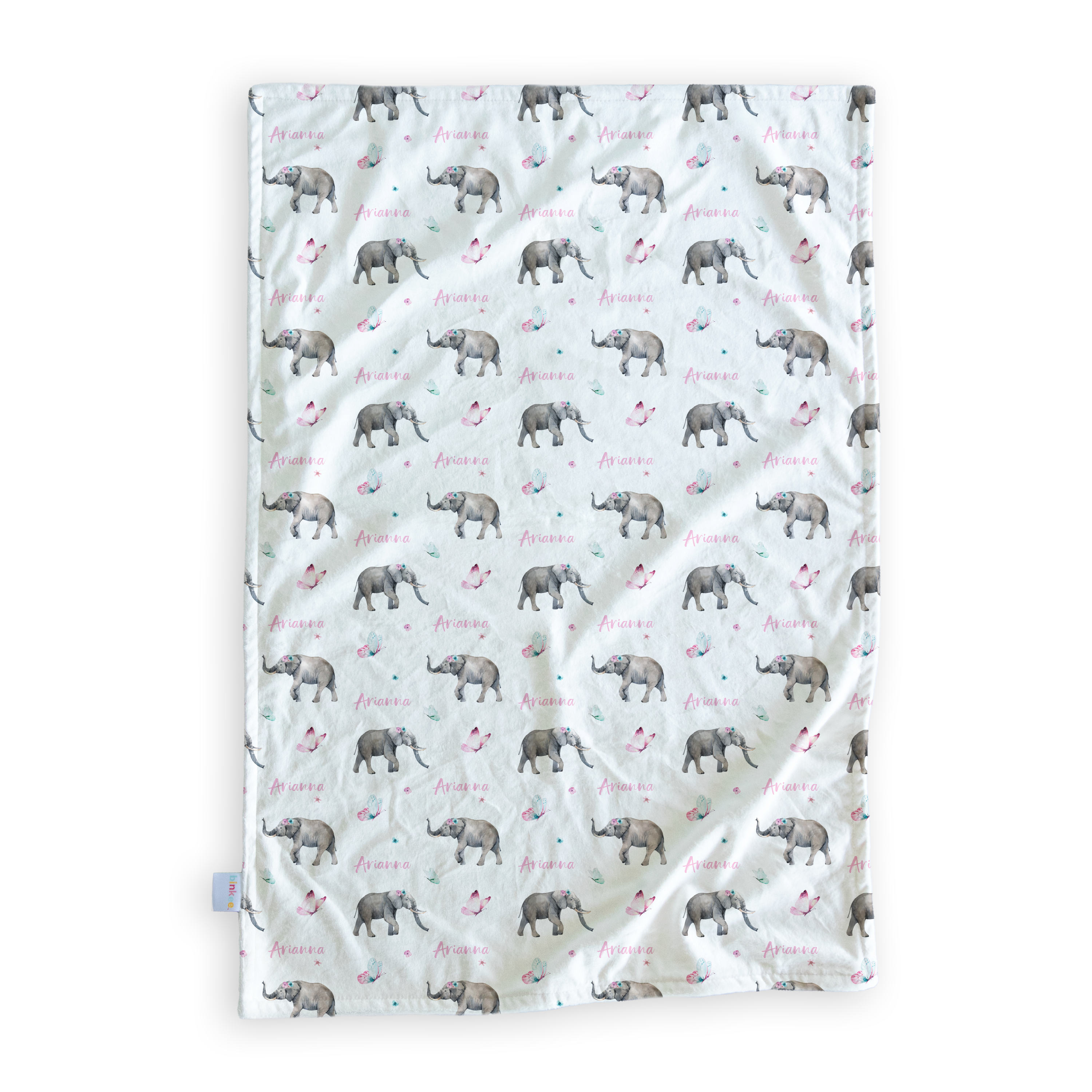 Elephant Springtime - Personalised Minky Blanket