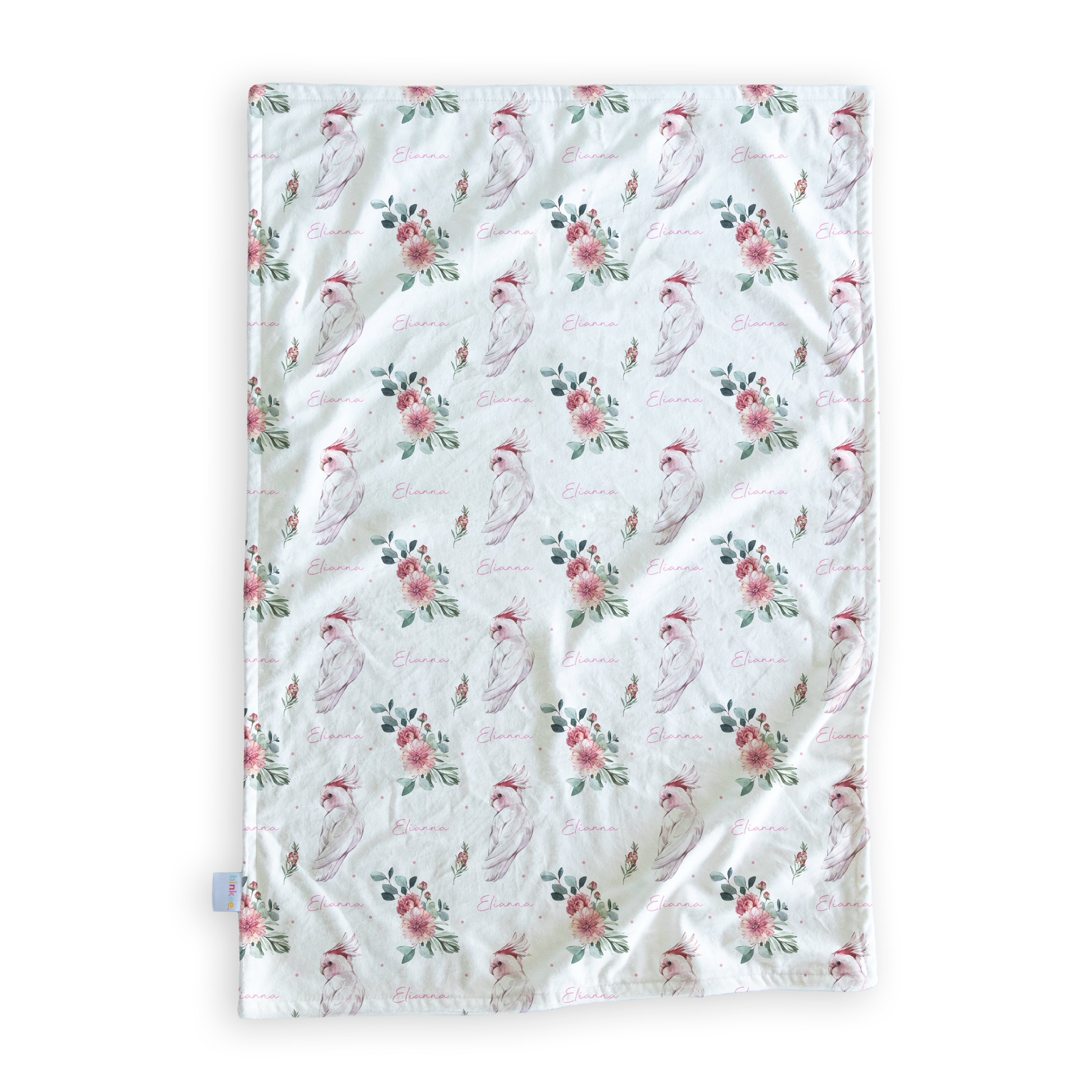Pink Cockatoo - Personalised Minky Blanket