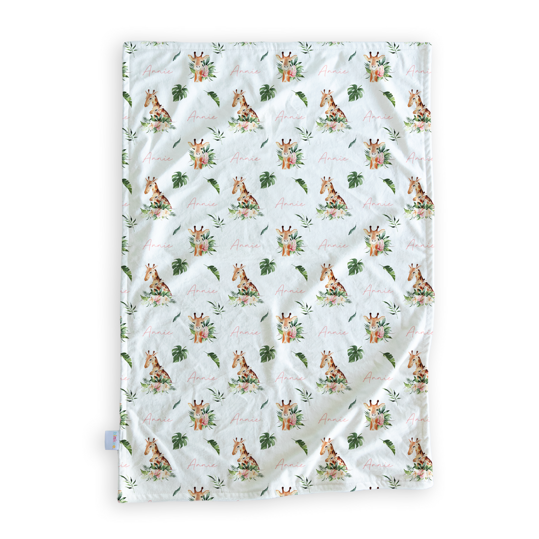 Floral Giraffes - Personalised Minky Blanket
