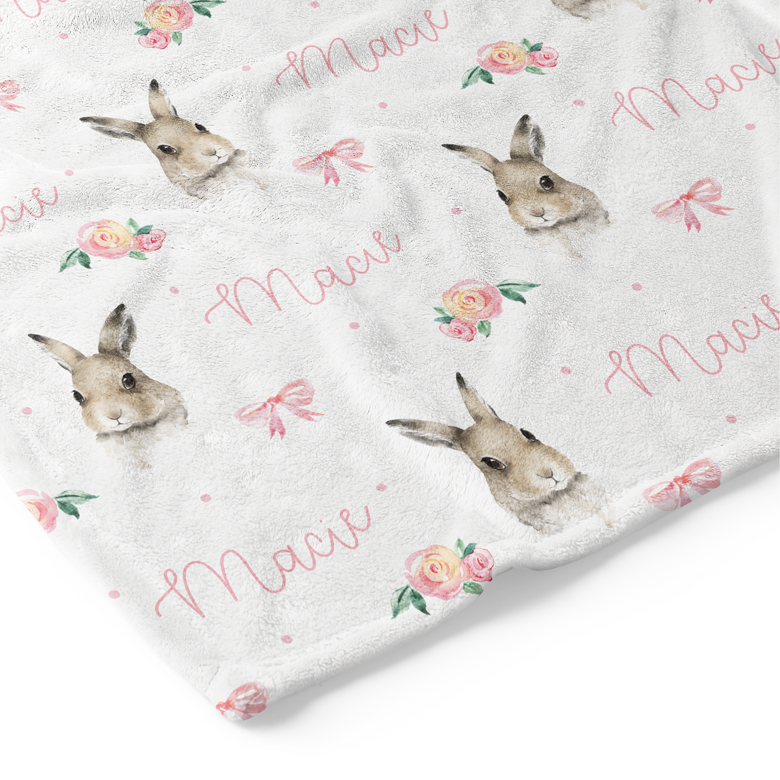 Bunnies (Pink) - Personalised Keepsake Blanket