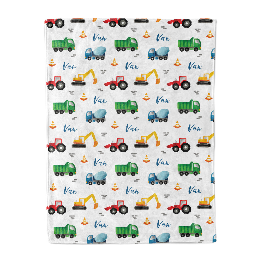 Construction (Bright) - Personalised Keepsake Blanket