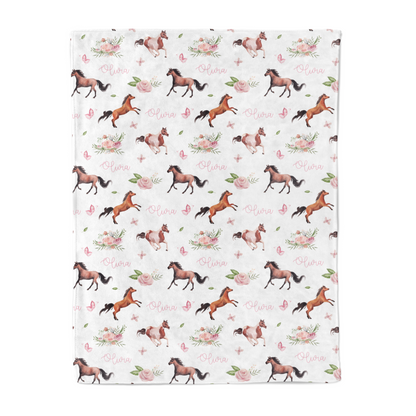 Floral Ponies - Personalised Keepsake Blanket