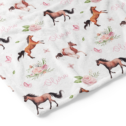 Floral Ponies - Personalised Keepsake Blanket