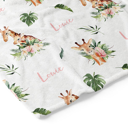 Floral Giraffes - Personalised Keepsake Blanket