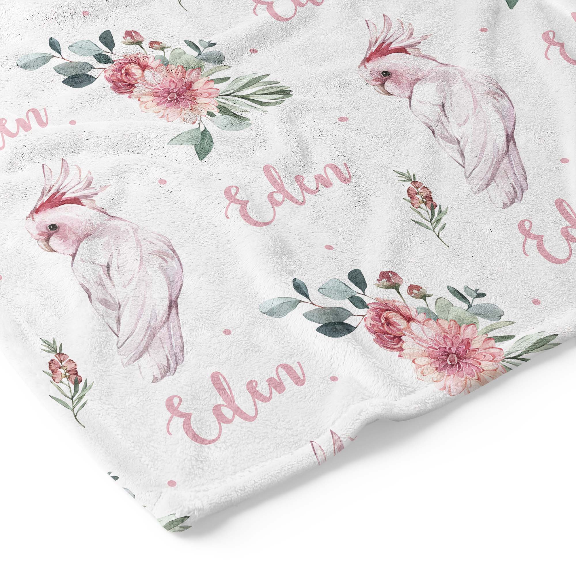 Pink Cockatoo - Personalised Keepsake Blanket