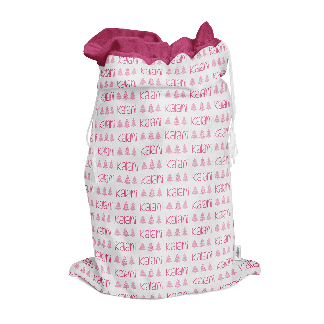 Christmas Tree Name (Pink) - Personalised Santa Sack