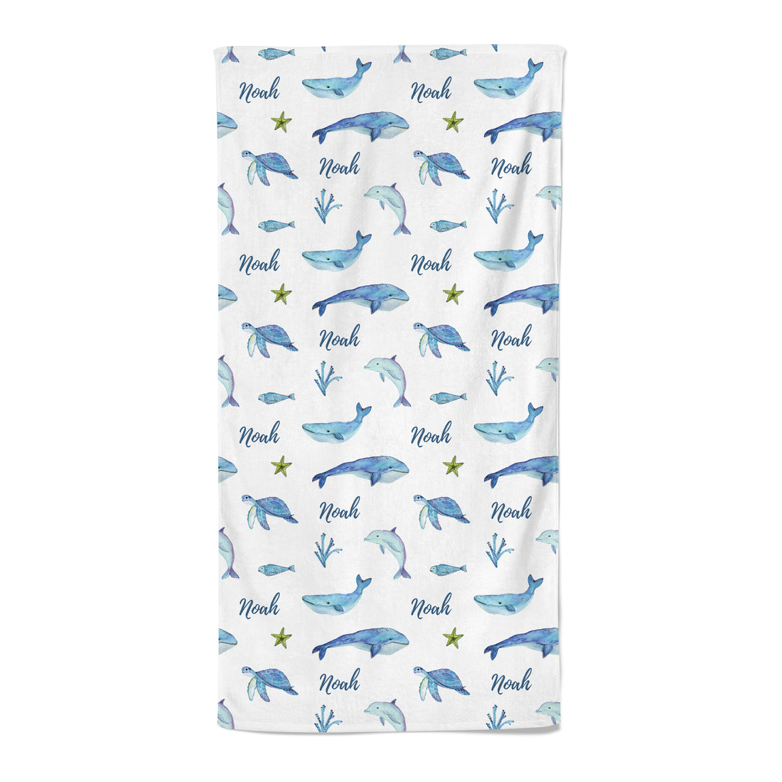 Sea Life (Blue) - Personalised Towel